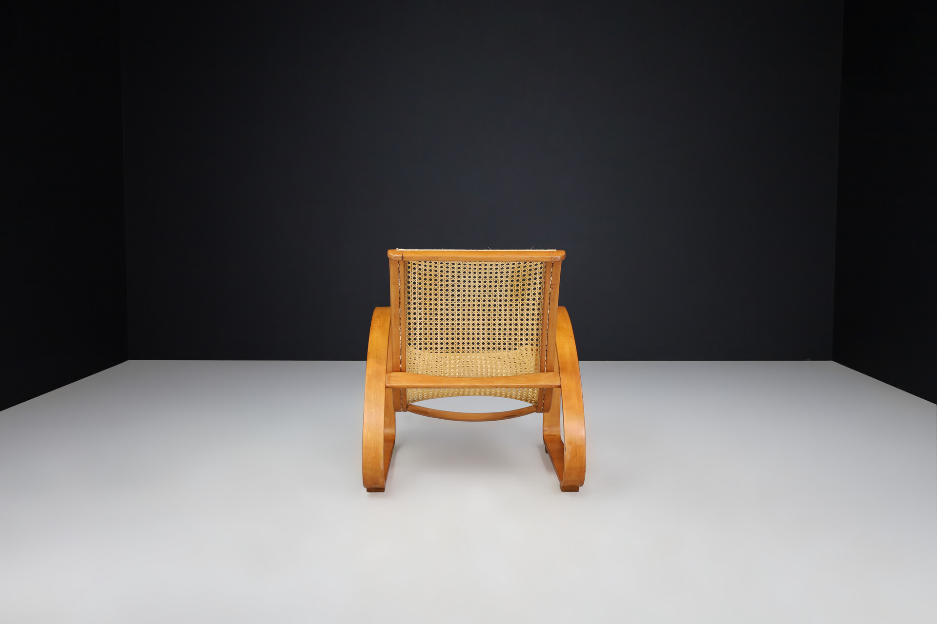Mid century modern Bentwood and wicker Lounge chair, Italy 1960s Mid-20th century