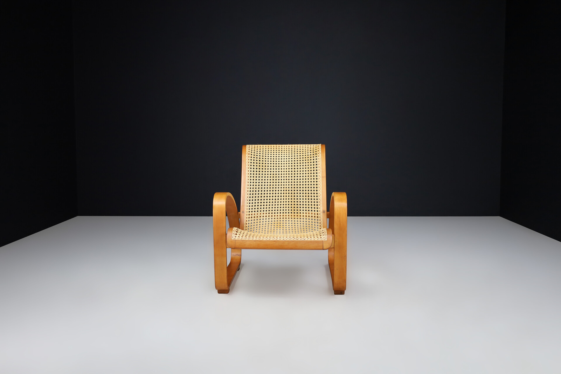 Mid century modern Bentwood and wicker Lounge chair, Italy 1960s Mid-20th century