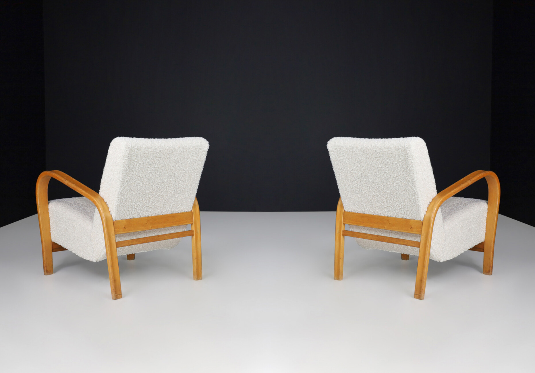 Mid century modern Bentwood Armchairs in Re-Upholstered Fabric by Karel Kozelka & Antonin Kropá, 1950s Mid-20th century