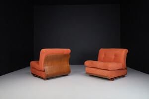 Mid century modern Bentwood lounge chair with original fabric , Italy 1960s Mid-20th century