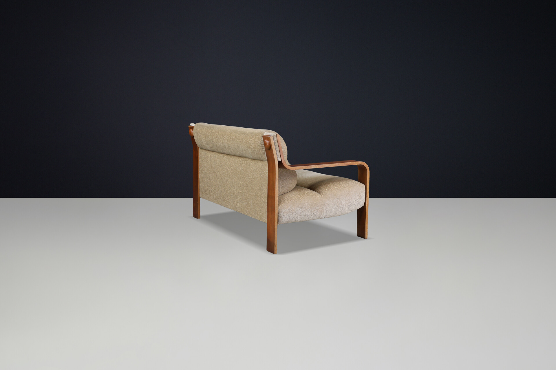 Mid century modern Bentwood Two-Seat Lounge Settee with Original Upholstery, 1970s Czech Republic Mid-20th century