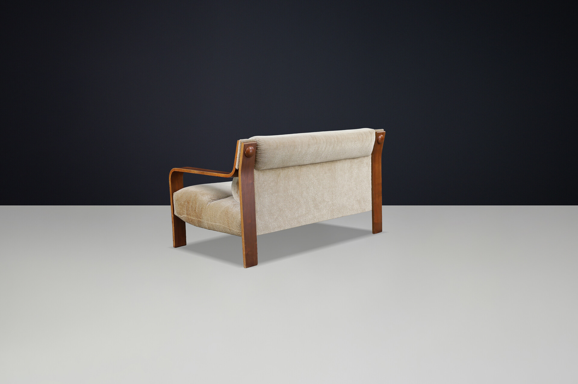 Mid century modern Bentwood Two-Seat Lounge Settee with Original Upholstery, 1970s Czech Republic Mid-20th century