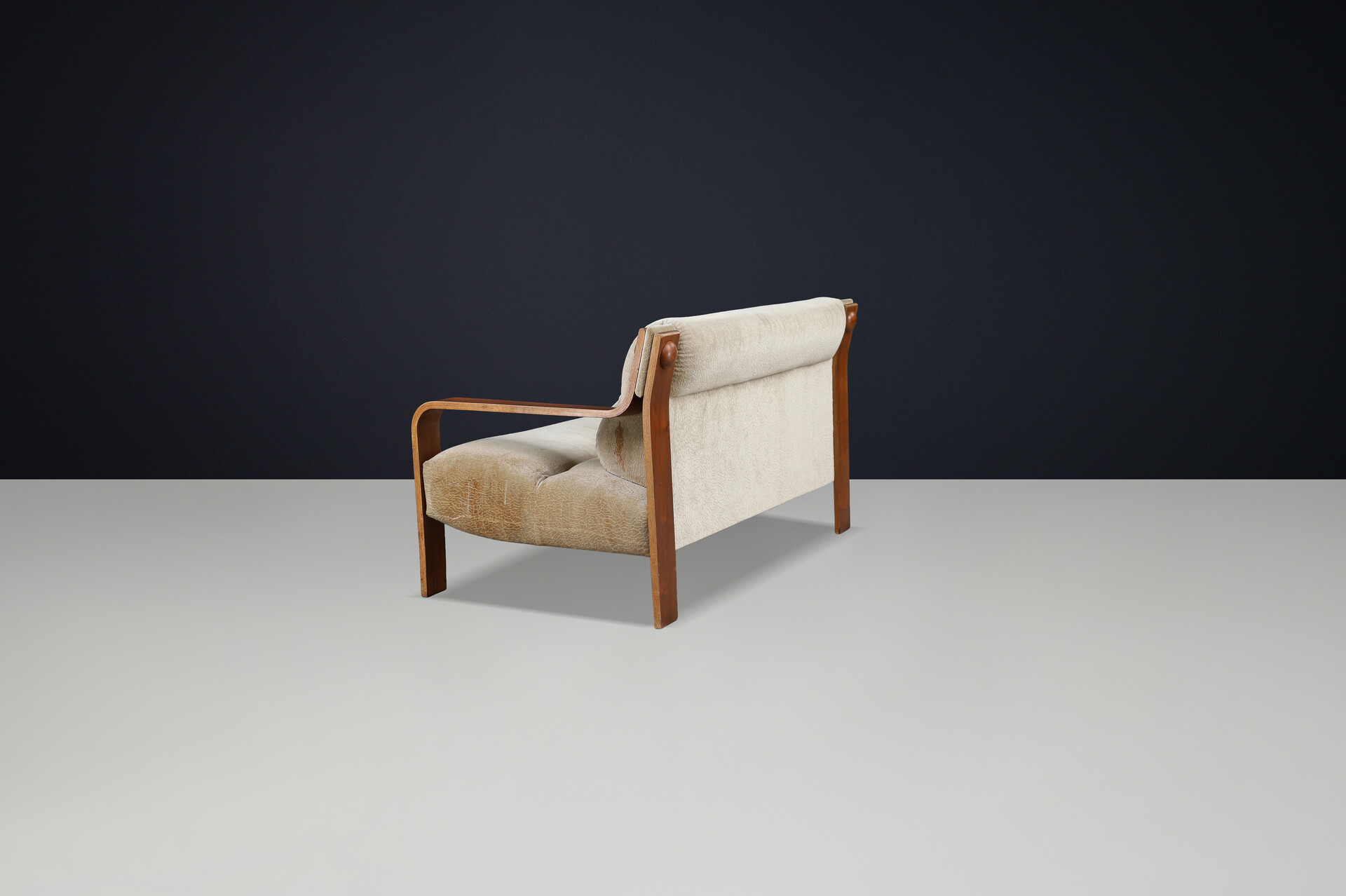 Mid century modern Bentwood Two-Seat Lounge Settee with Original Upholstery, 1970s Czech Republic Mid-20th century