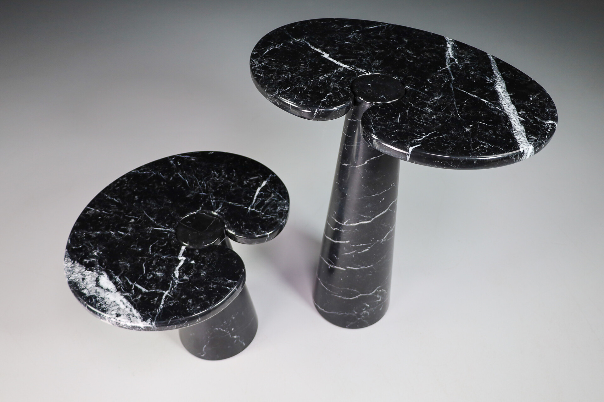 Mid century modern Black Marble Console Tables Model ''Eros'' by Angelo Mangiarotti Italy 1970s Mid-20th century