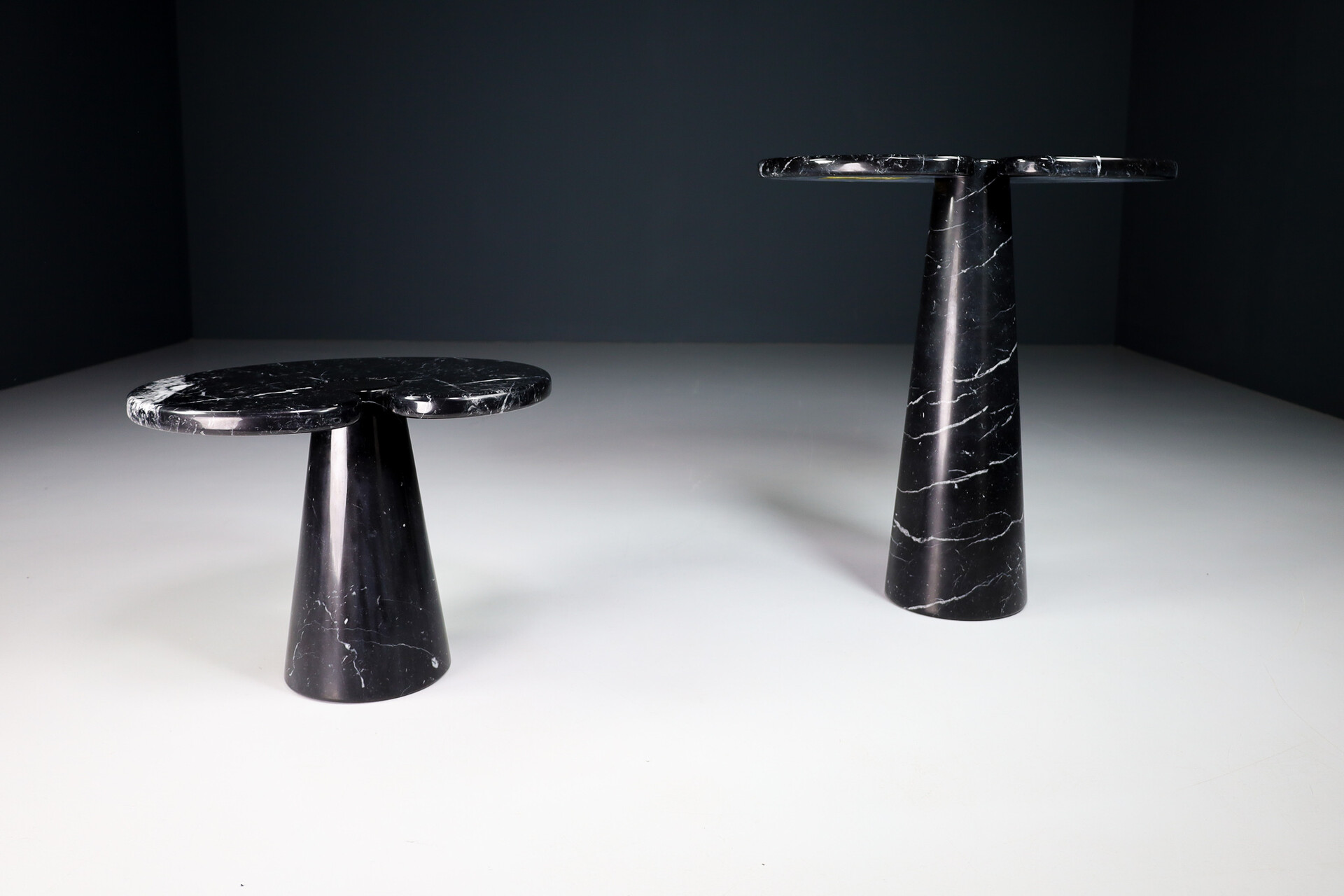 Mid century modern Black Marble Console Tables Model ''Eros'' by Angelo Mangiarotti Italy 1970s Mid-20th century