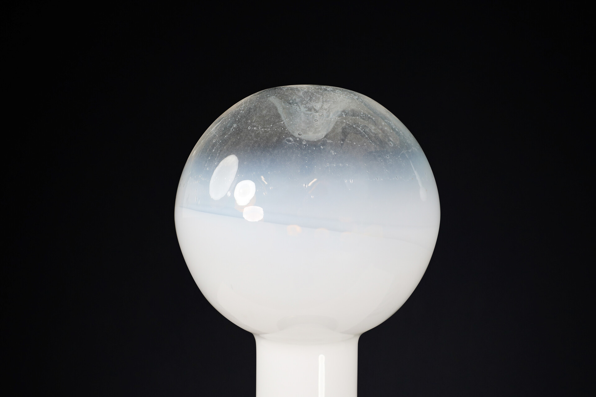 Mid century modern Blown-glass,Brass,Opaline glass Bras and  opaline glass Chandelier ., Italy 1970s Mid-20th century