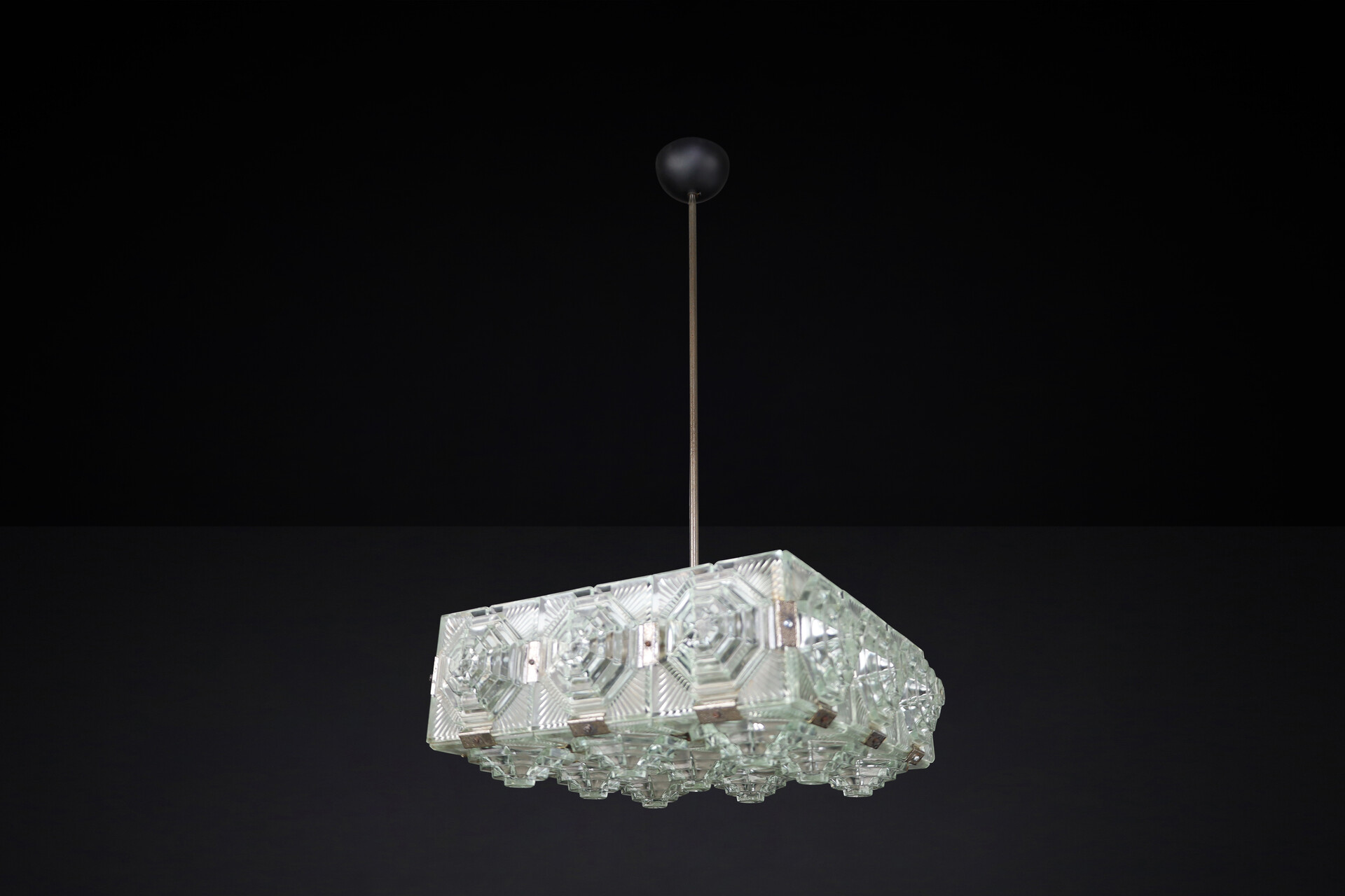Mid century modern Bohemian Glass Chandelier By Kamenicky Senov, Czechoslovakia 1970s Mid-20th century