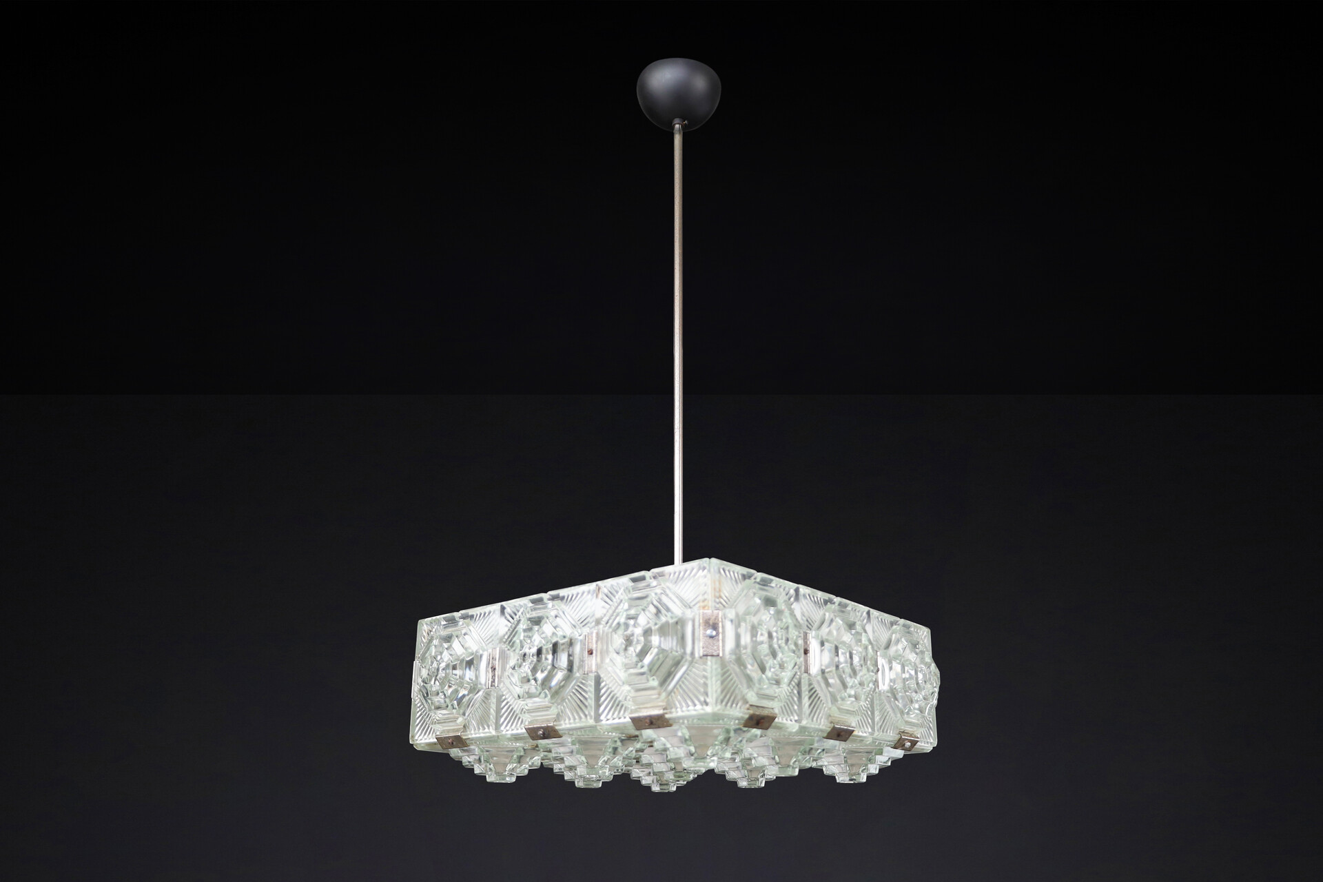 Mid century modern Bohemian Glass Chandelier By Kamenicky Senov, Czechoslovakia 1970s Mid-20th century