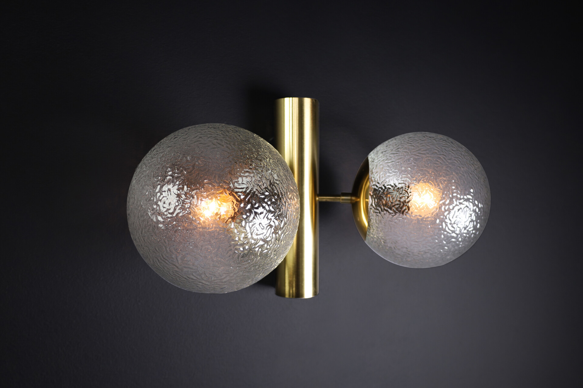 Mid century modern Bras and glass sconces, Germany 1960s Mid-20th century