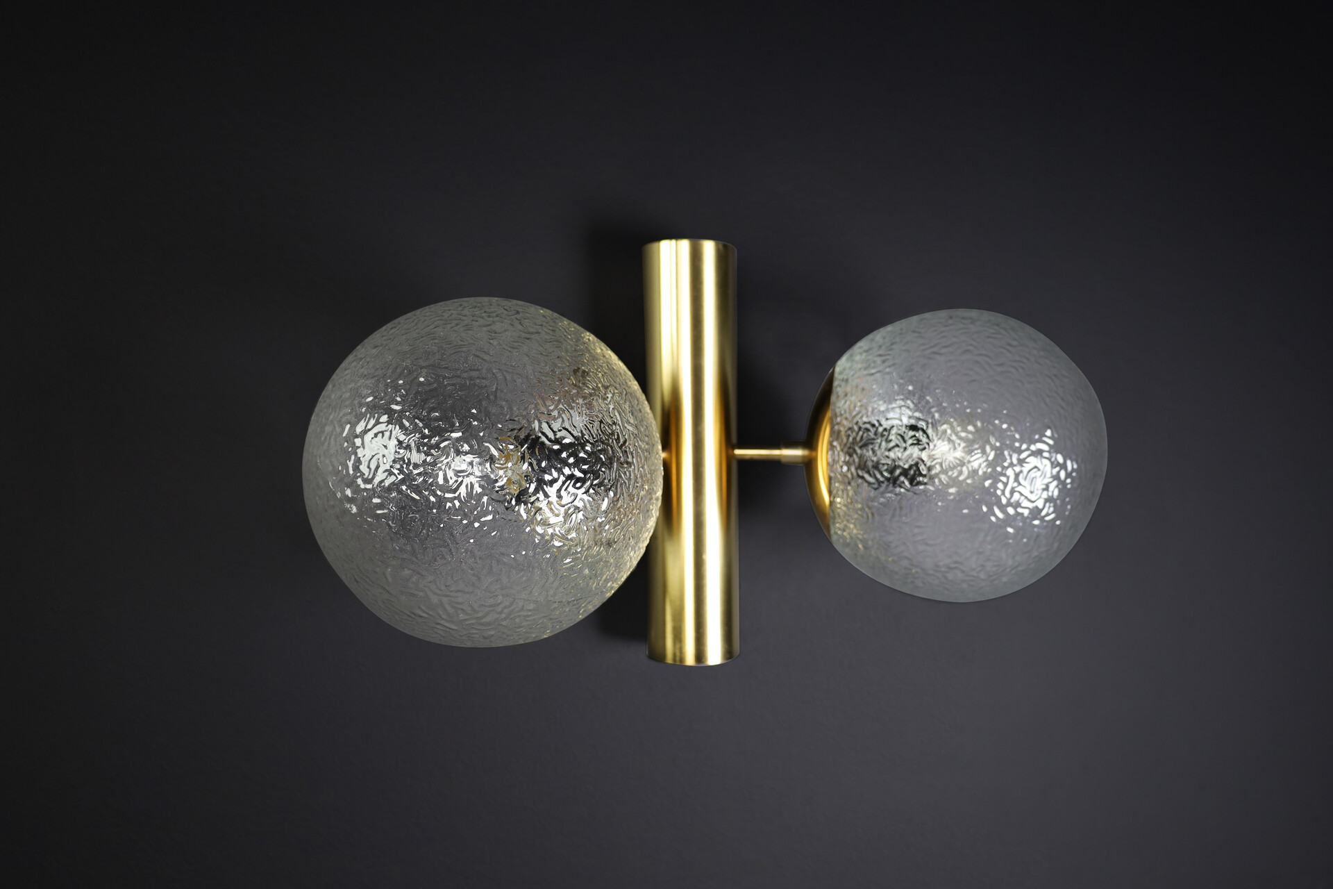 Mid century modern Bras and glass sconces, Germany 1960s Mid-20th century