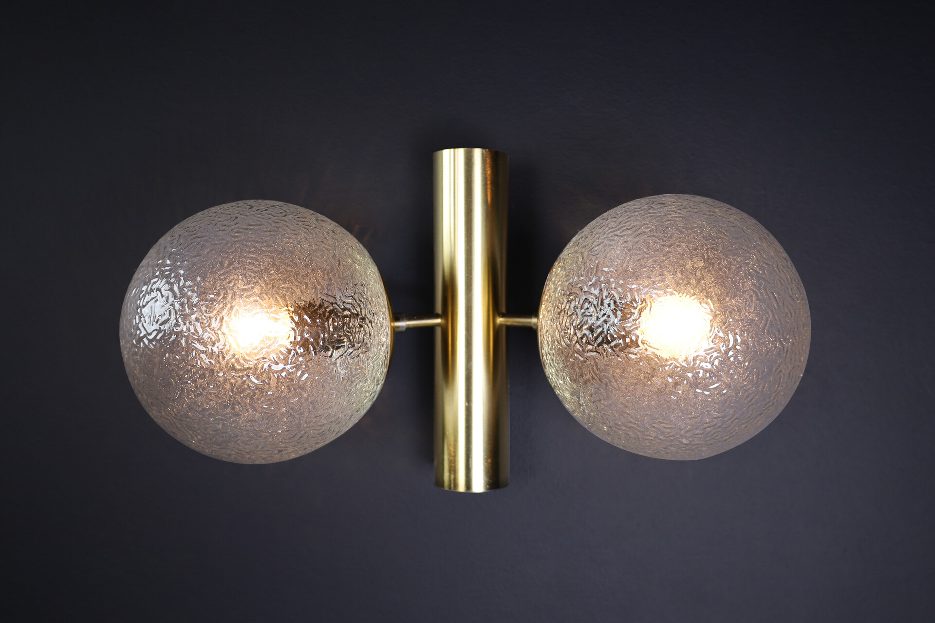 Mid century modern Bras and glass sconces, Germany 1960s Mid-20th century
