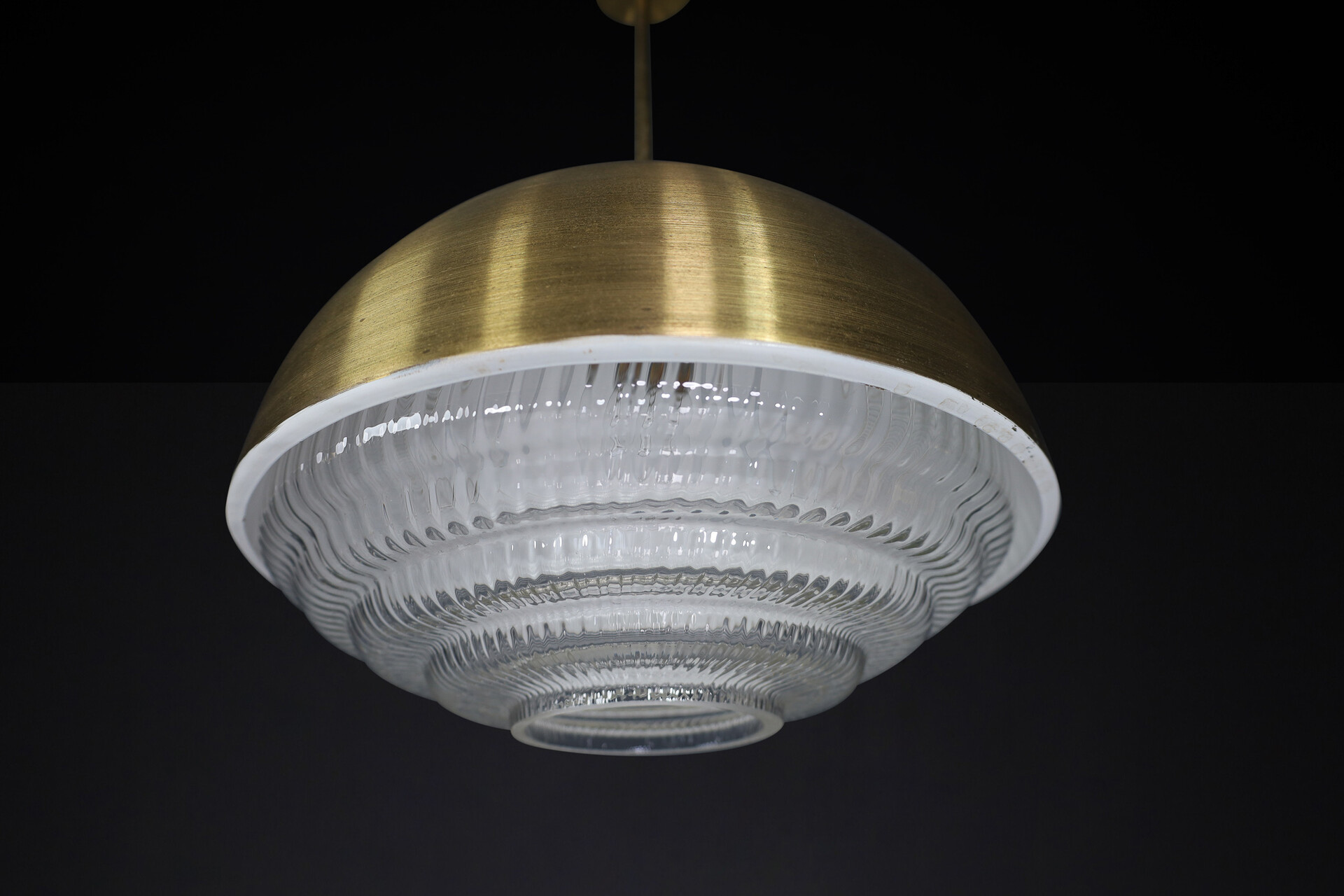 Mid century modern Brass and Glass Pendant, Praque 1970s Mid-20th century