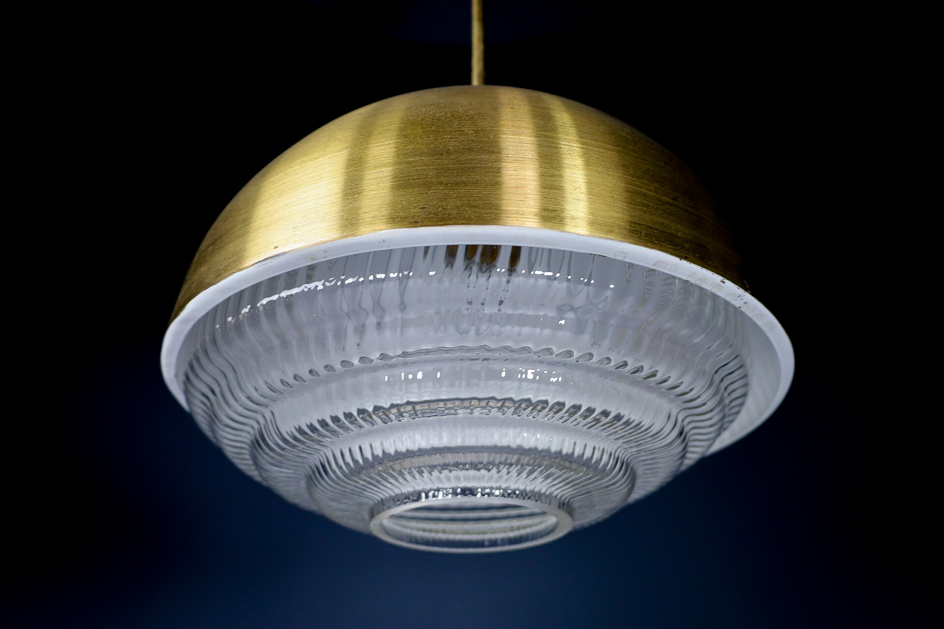 Mid century modern Brass and Glass Pendant, Praque 1970s Mid-20th century