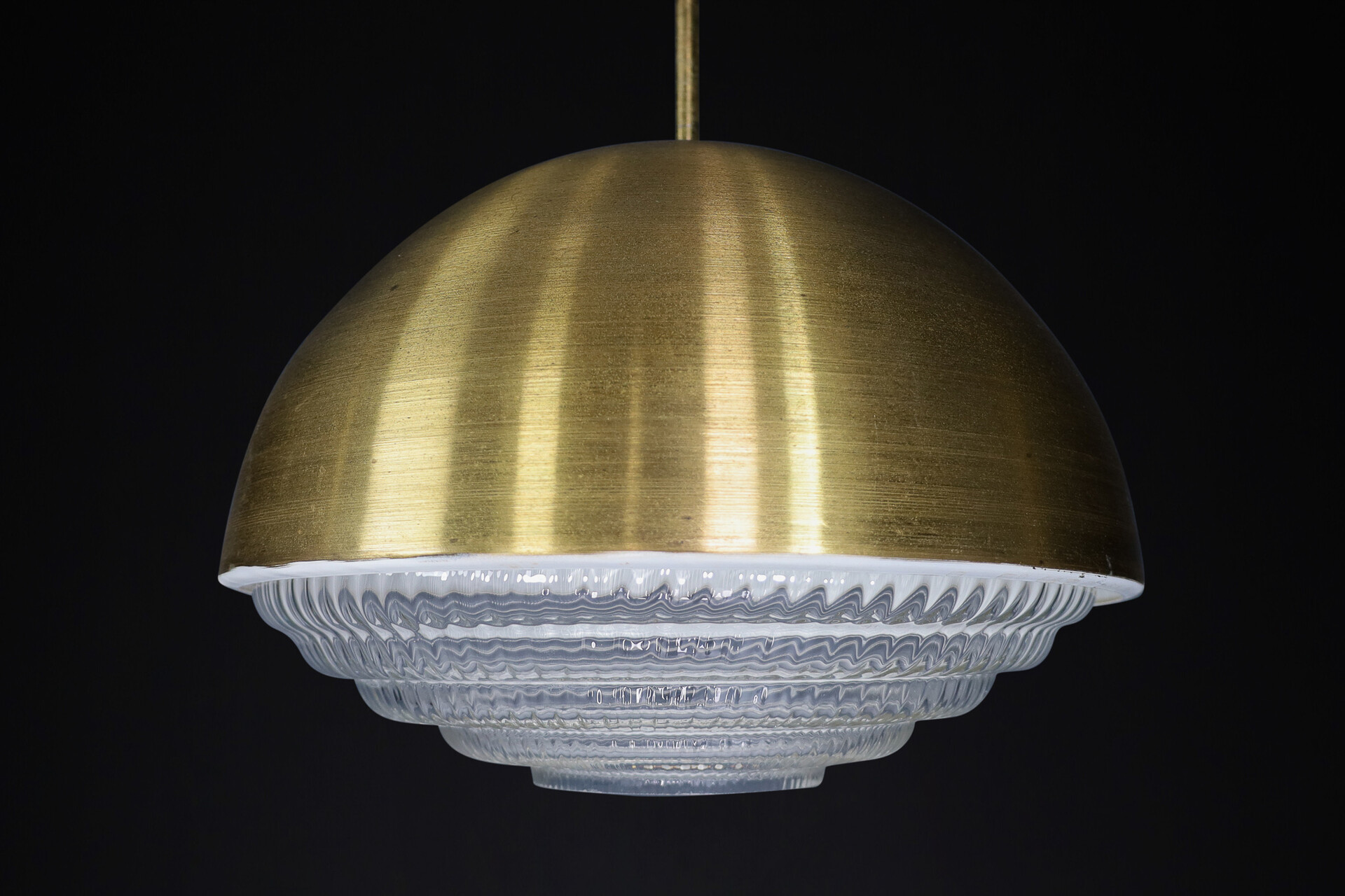 Mid century modern Brass and Glass Pendant, Praque 1970s Mid-20th century