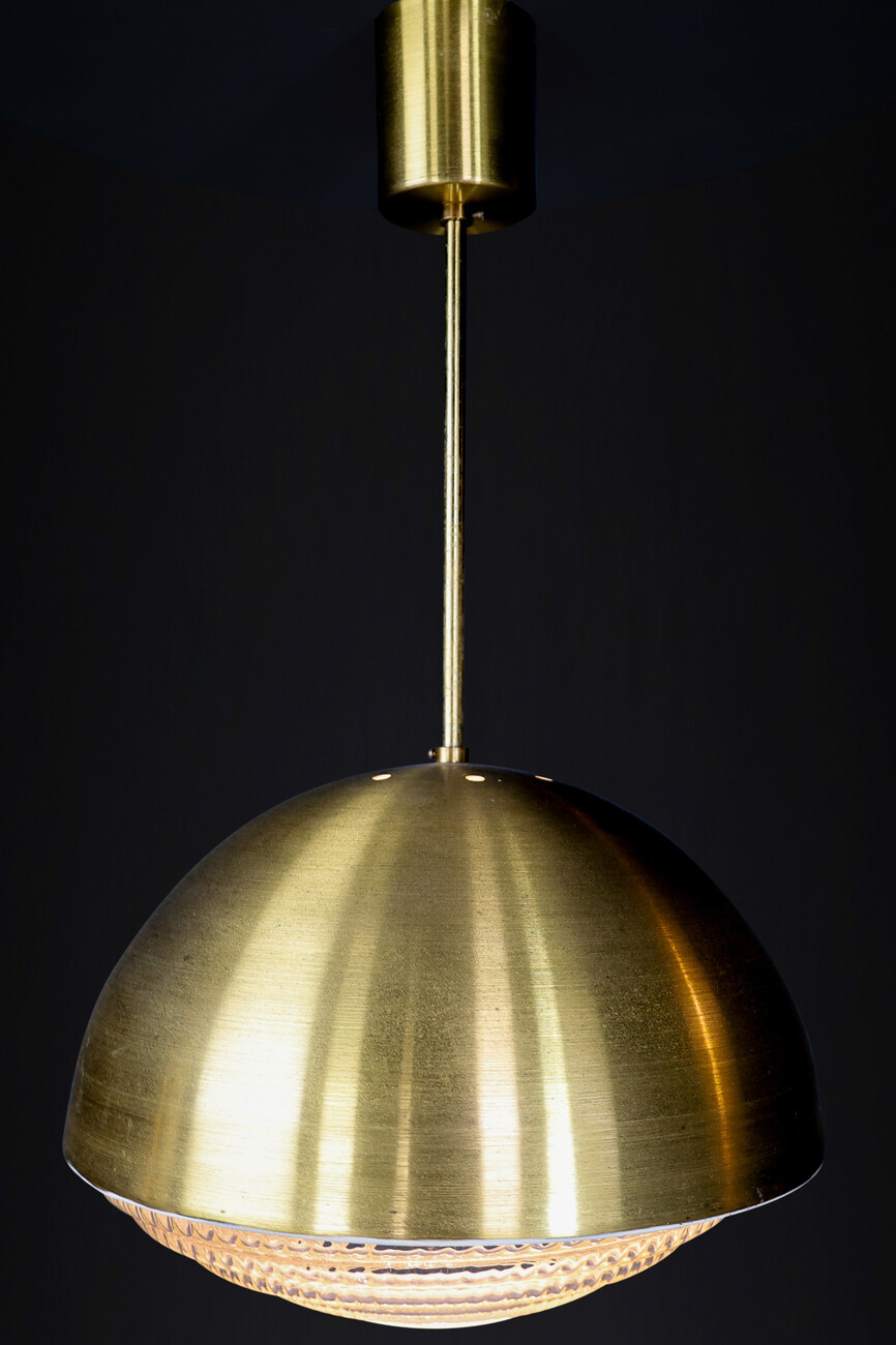 Mid century modern Brass and Glass Pendant, Praque 1970s Mid-20th century