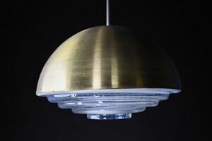 Mid century modern Brass and Glass Pendant, Praque 1970s Mid-20th century