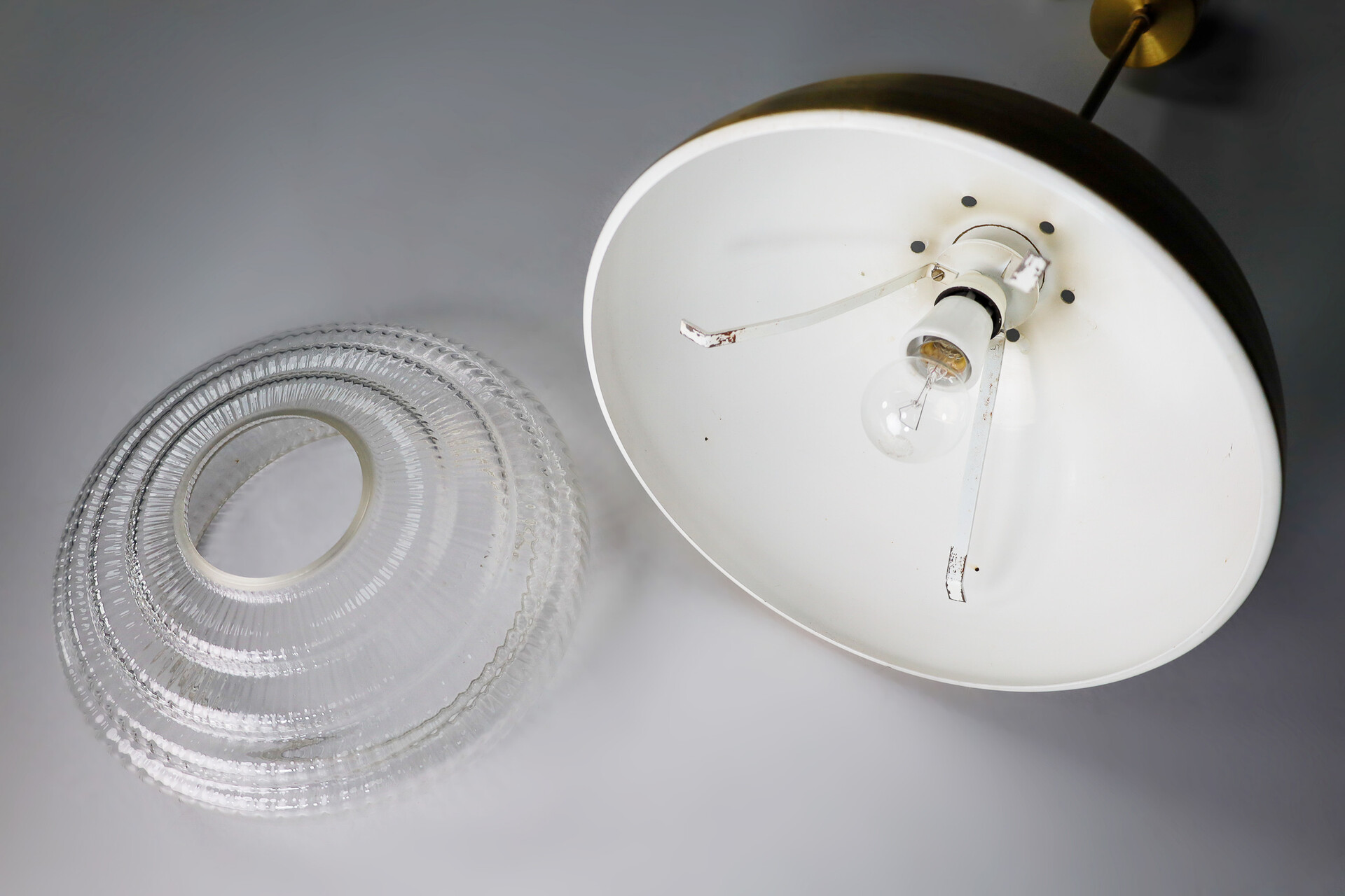 Mid century modern Brass and Glass Pendant, Praque 1970s Mid-20th century