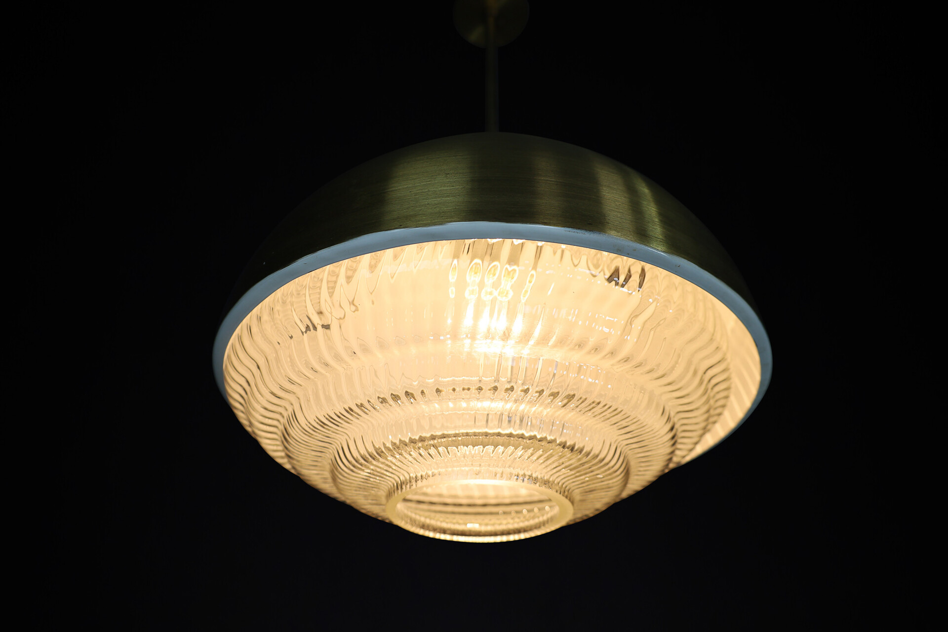 Mid century modern Brass and Glass Pendant, Praque 1970s Mid-20th century