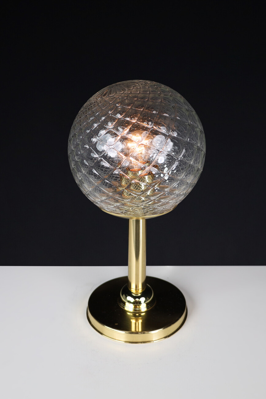 Mid century modern Brass and glass Table lamp, Praque 1950s Mid-20th century