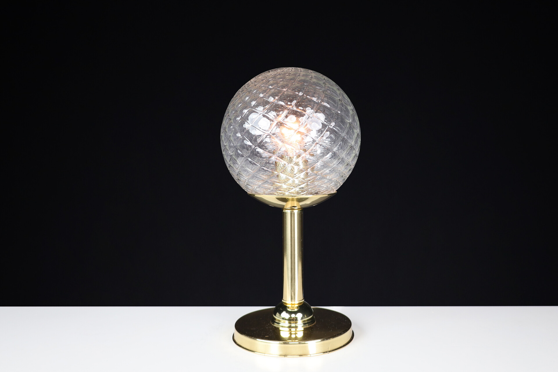 Mid century modern Brass and glass Table lamp, Praque 1950s Mid-20th century