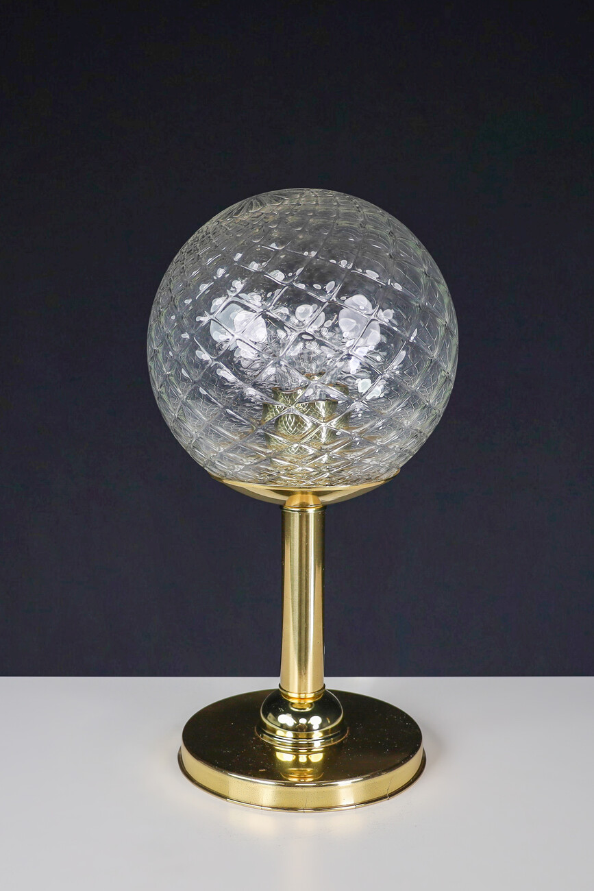 Mid century modern Brass and glass Table lamp, Praque 1950s Mid-20th century