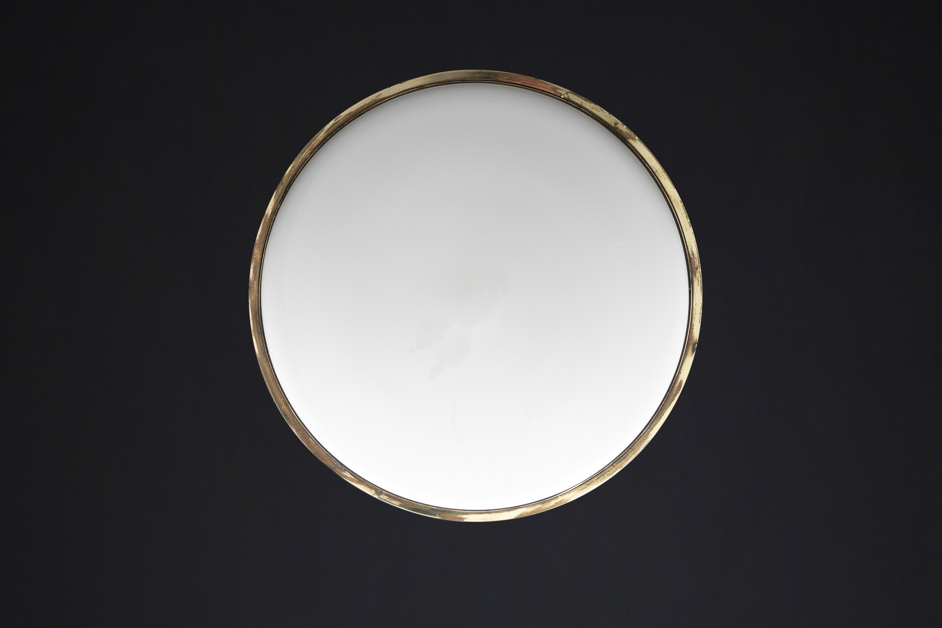 Mid century modern Brass and opaline glass Pendant Italy 1950s Mid-20th century