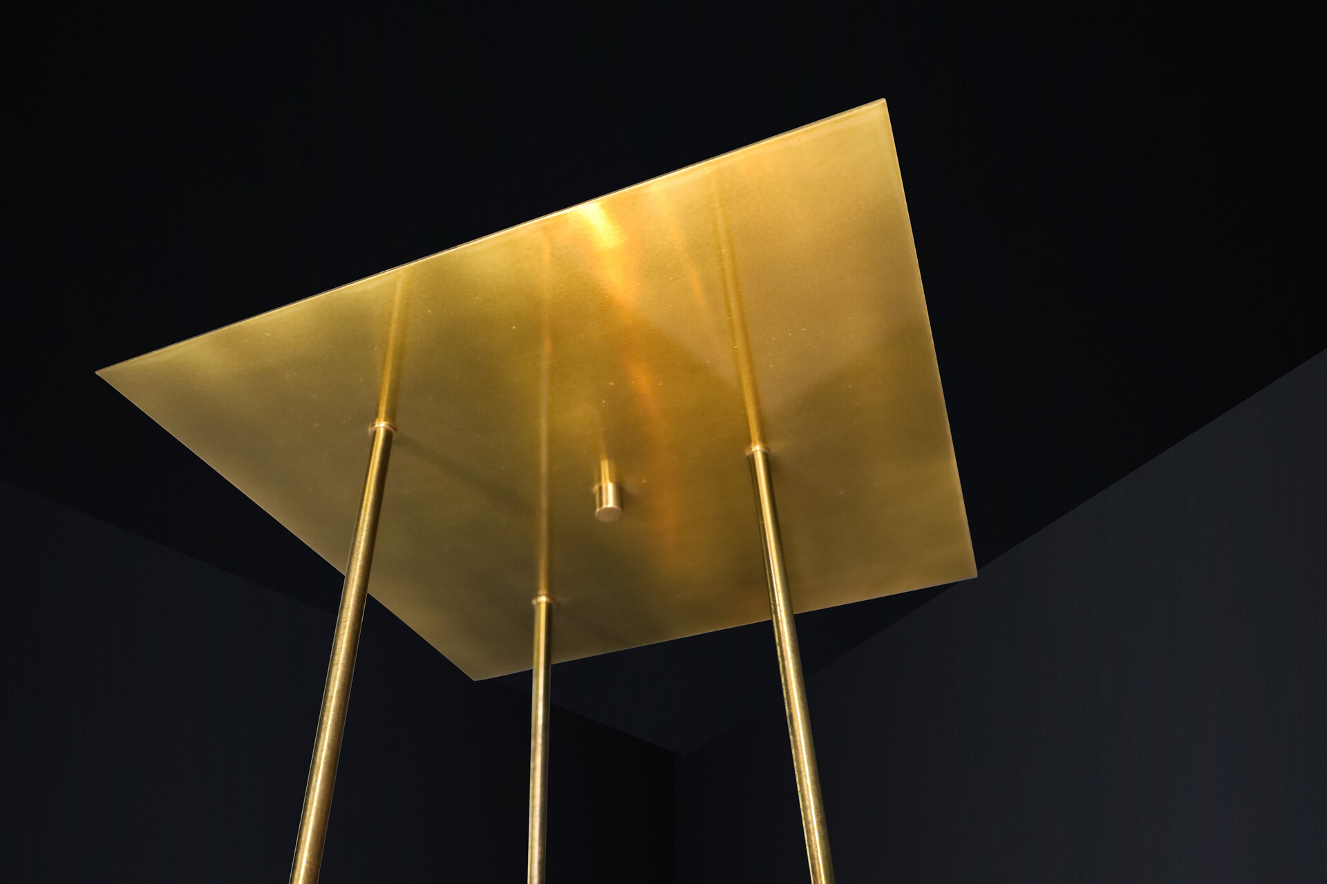 Mid century modern Brass Ceiling lamp with 3 Glass globes pendants , Germany 1970s Mid-20th century