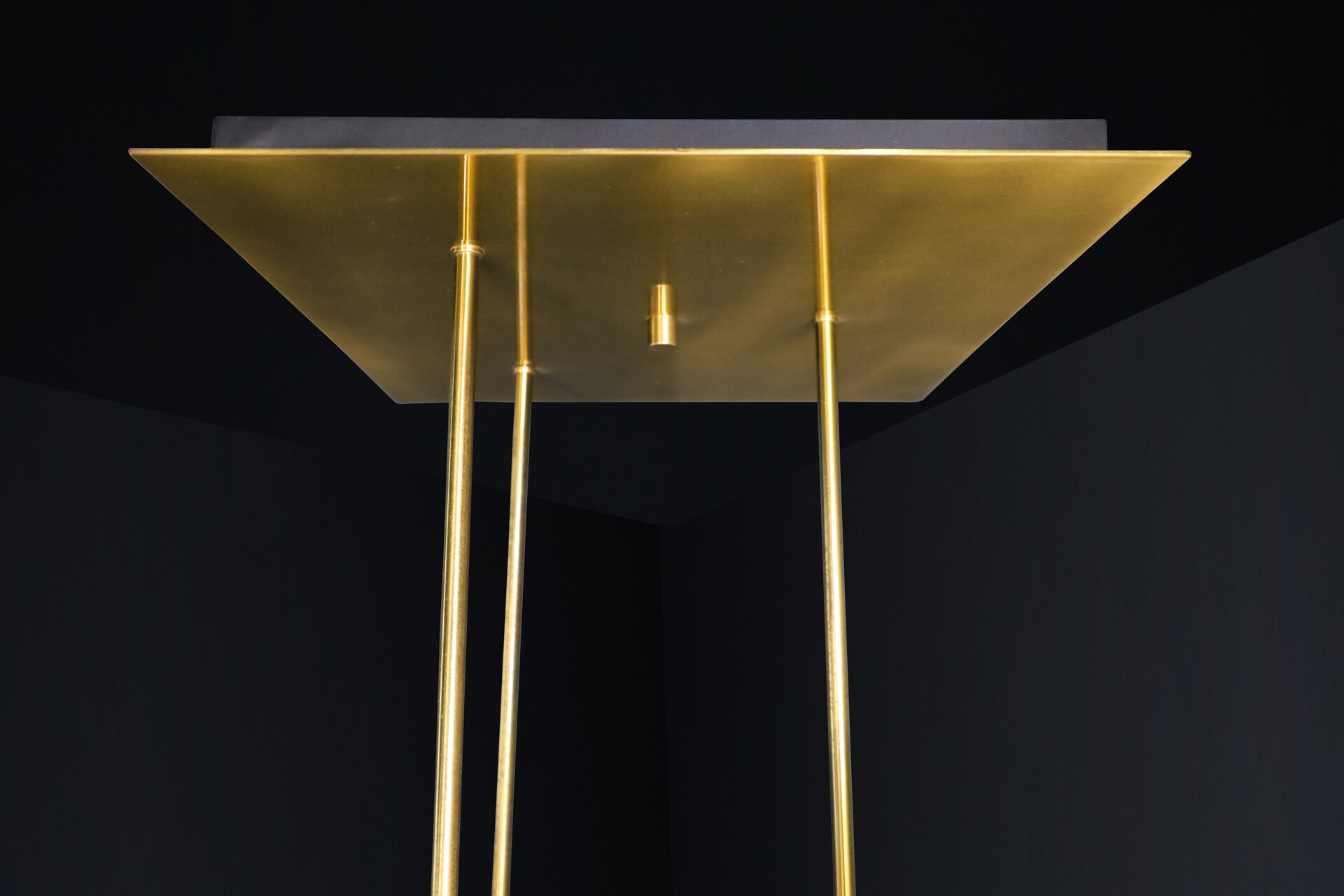 Mid century modern Brass Ceiling lamp with 3 Glass globes pendants , Germany 1970s Mid-20th century