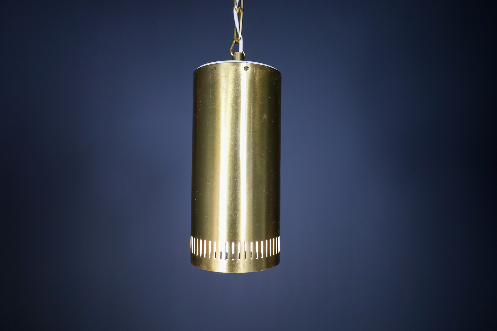 Mid century modern Brass cilinder Pendant light, Praque 1970s Late-20th century