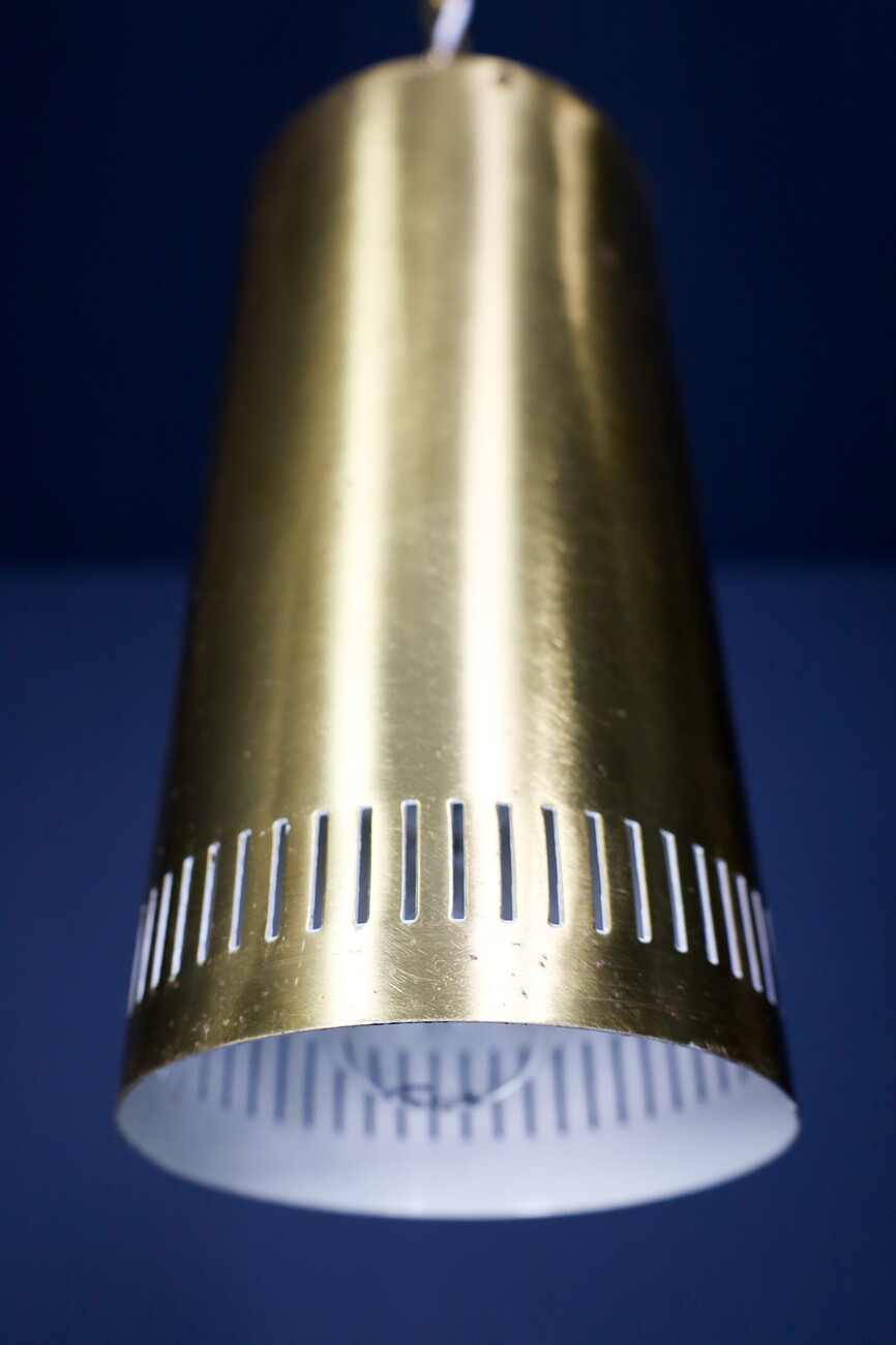 Mid century modern Brass cilinder Pendant light, Praque 1970s Late-20th century