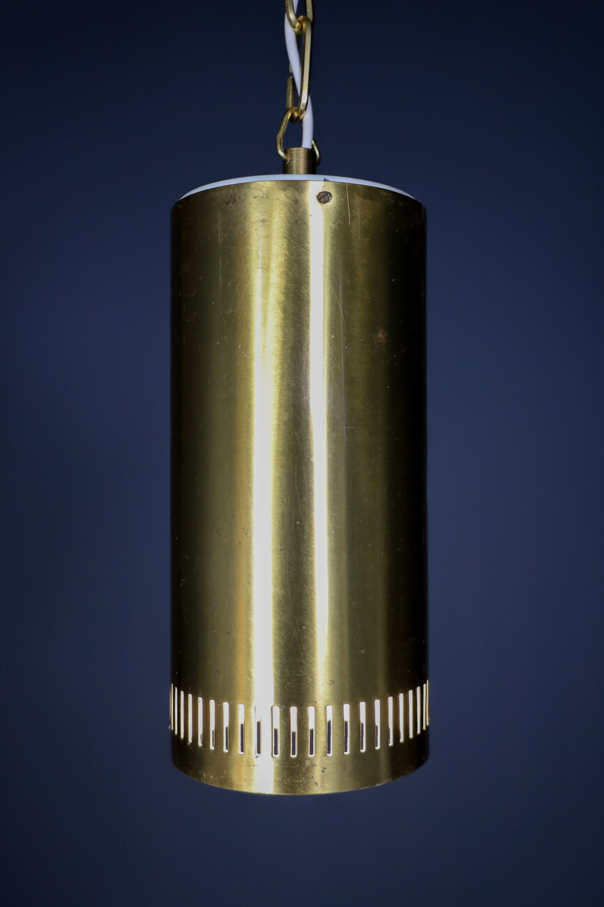 Mid century modern Brass cilinder Pendant light, Praque 1970s Late-20th century