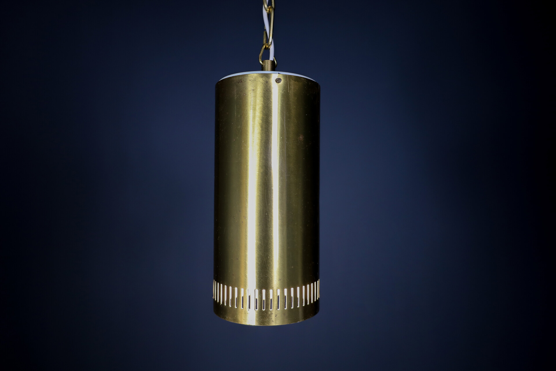 Mid century modern Brass cilinder Pendant light, Praque 1970s Late-20th century