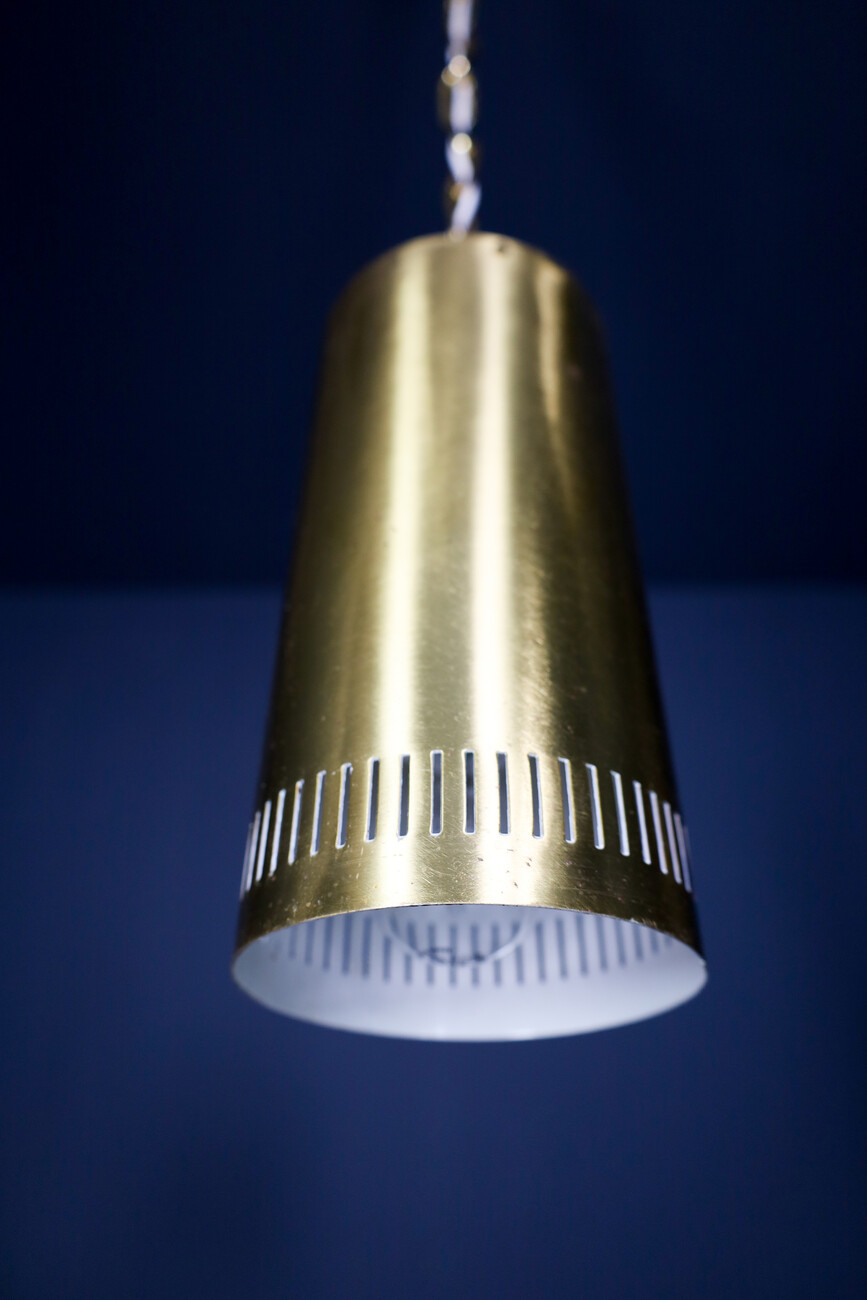 Mid century modern Brass cilinder Pendant light, Praque 1970s Late-20th century