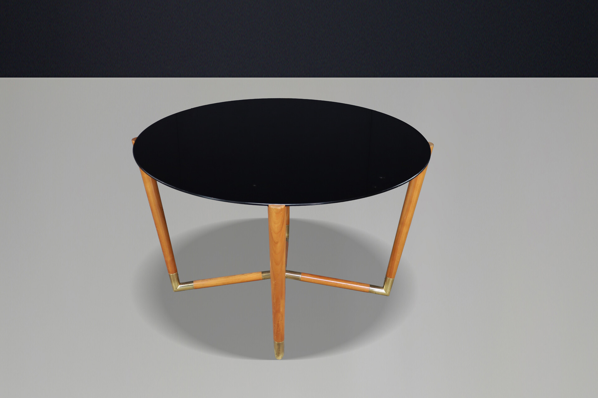 Mid century modern Brass, Galss and walnut coffee table Italy 1960s Mid-20th century