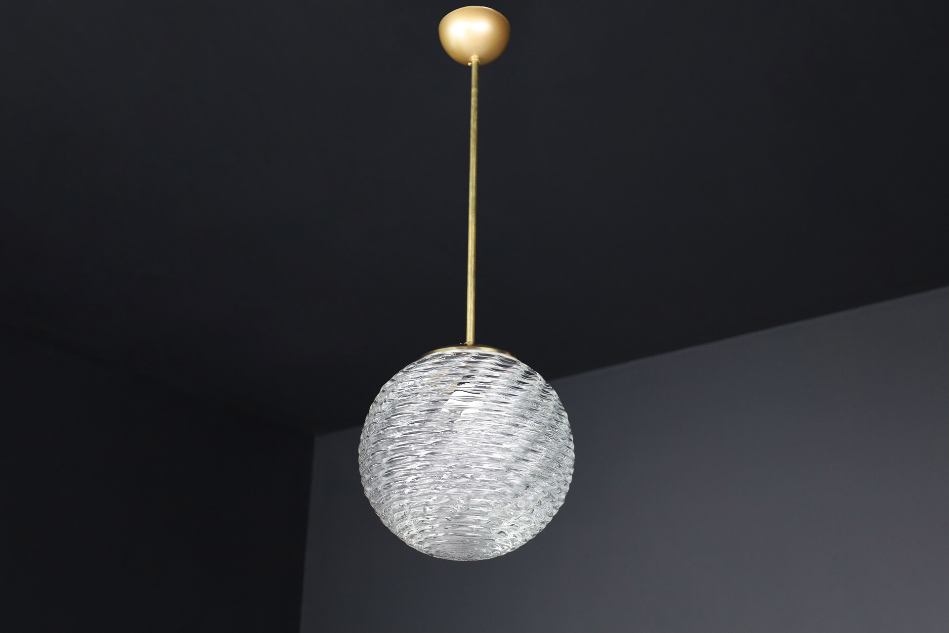 Mid century modern Brass,Glass Brass & Glass Bowl Pedants, 1970s, Austria Mid-20th century