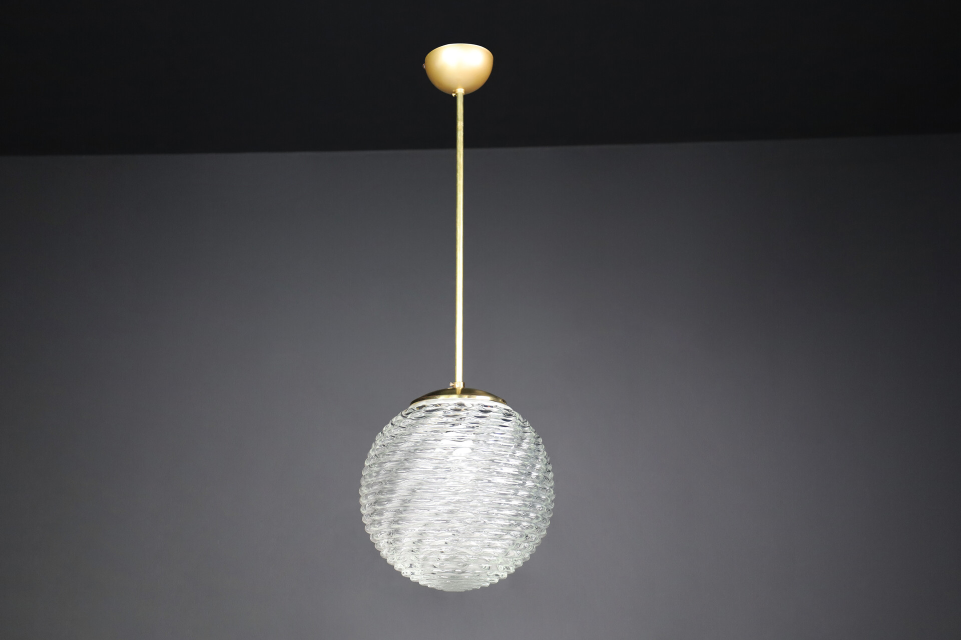 Mid century modern Brass,Glass Brass & Glass Bowl Pedants, 1970s, Austria Mid-20th century