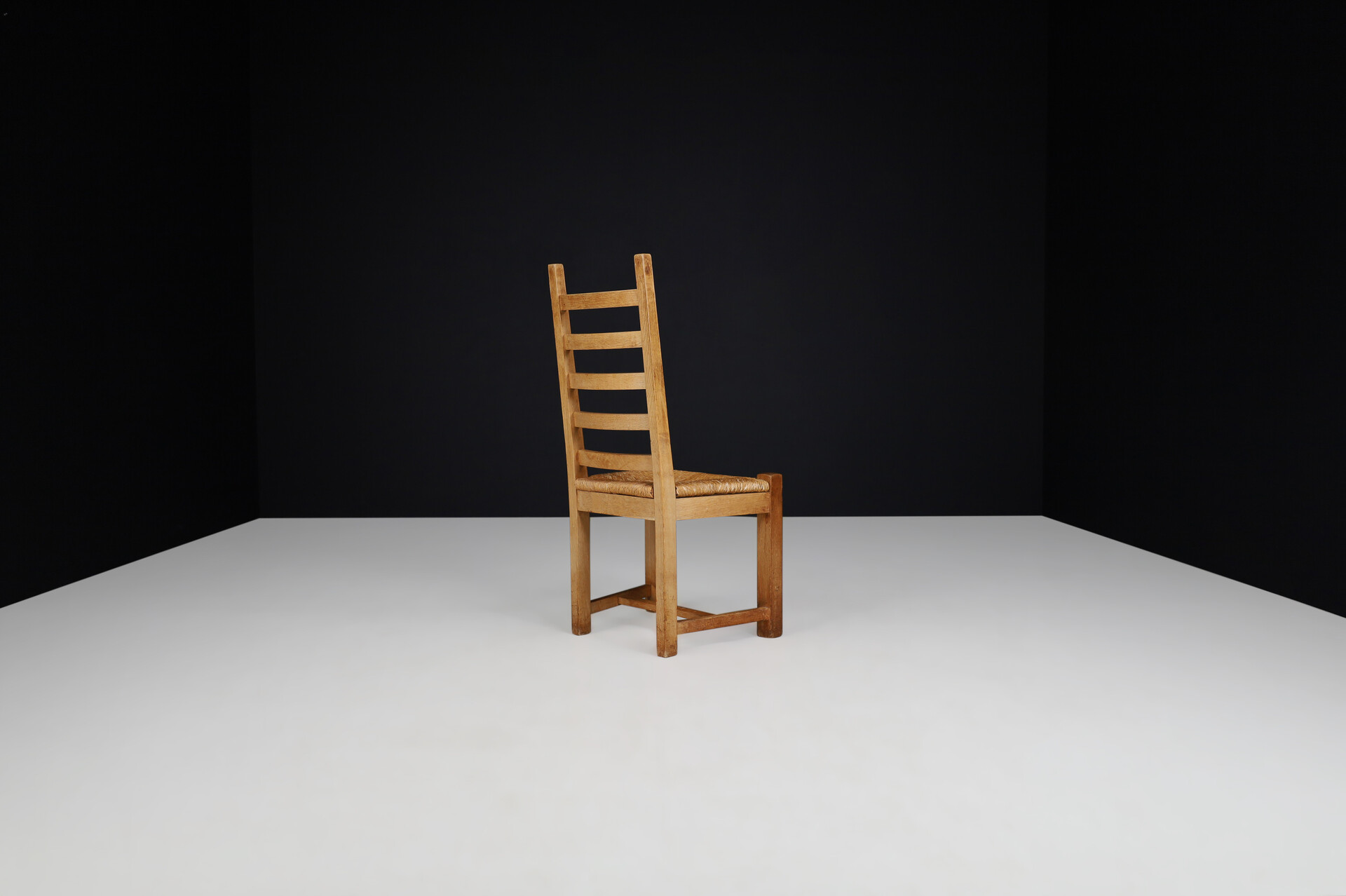 Mid century modern / brutalist Blond Oak dining / side chairs France 1950s Mid-20th century