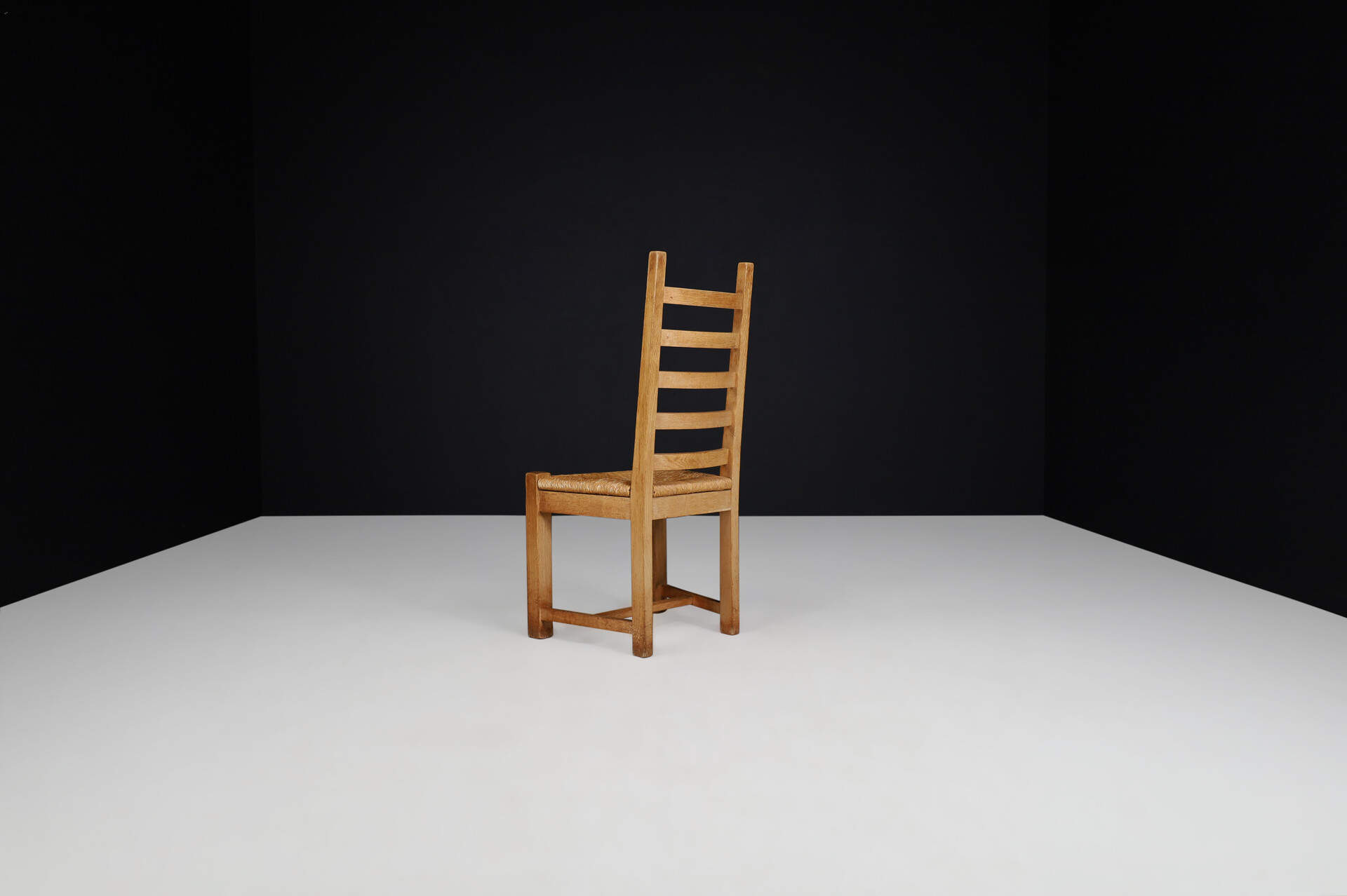 Mid century modern / brutalist Blond Oak dining / side chairs France 1950s Mid-20th century