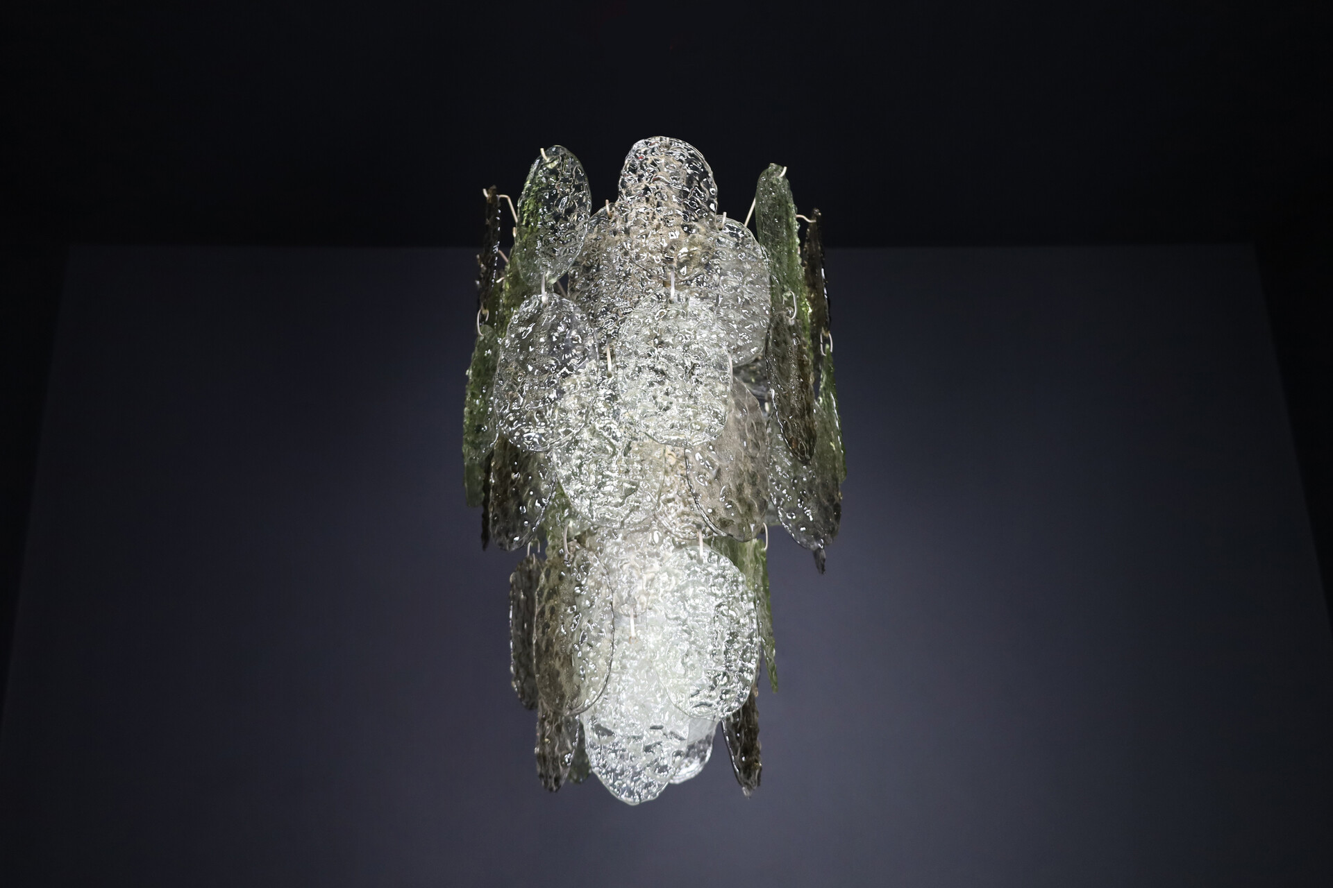 Mid century modern Brutalist Murano Waterfall Chandelier by Carlo Nason for Mazzega, Italy, 1960s Mid-20th century