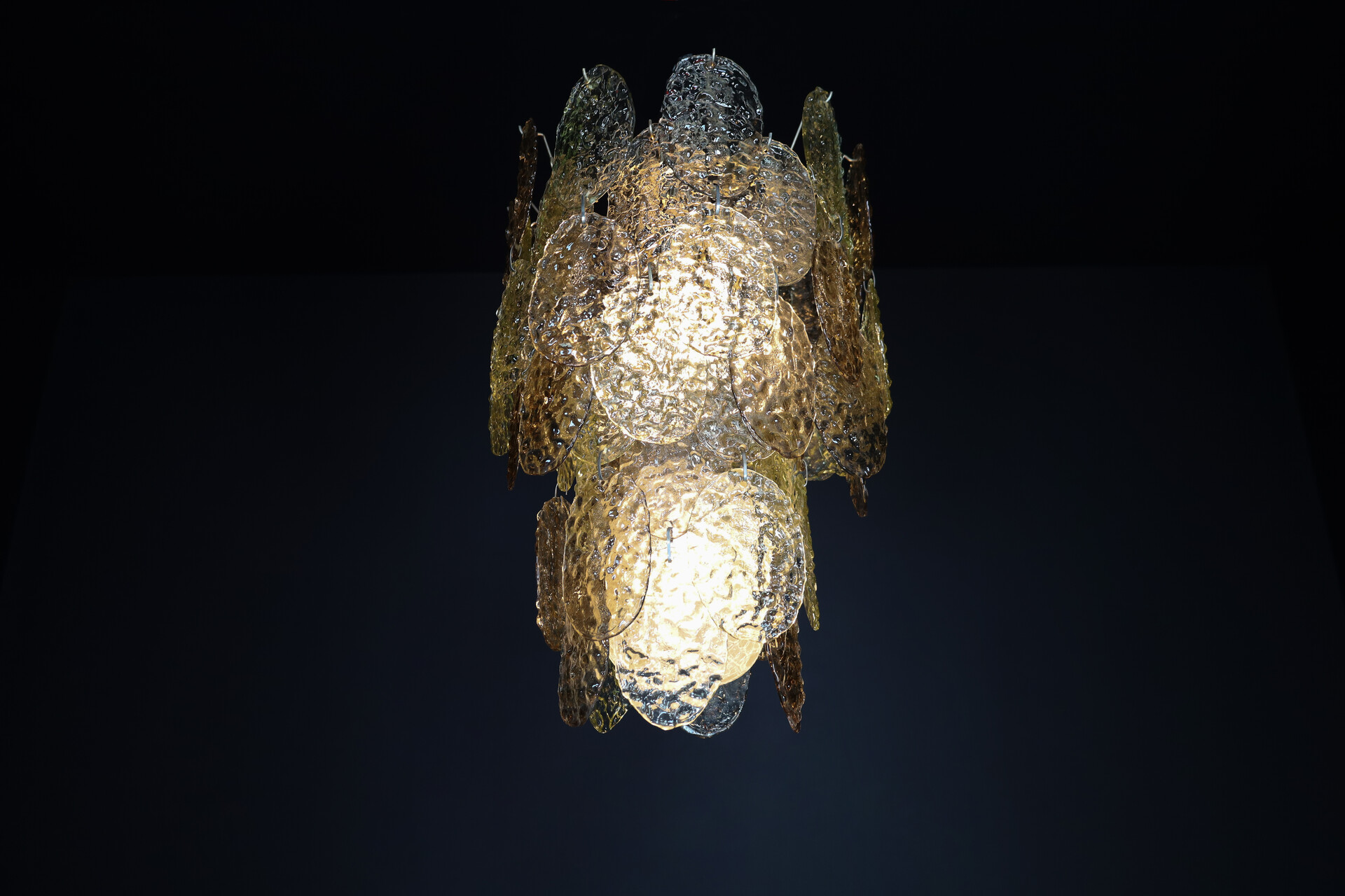 Mid century modern Brutalist Murano Waterfall Chandelier by Carlo Nason for Mazzega, Italy, 1960s Mid-20th century