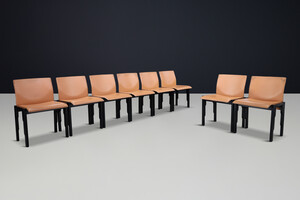 Mid century modern Camel-Cognac Leather dinning Chairs by Poltrona Frau ,Italy 1960s Mid-20th century