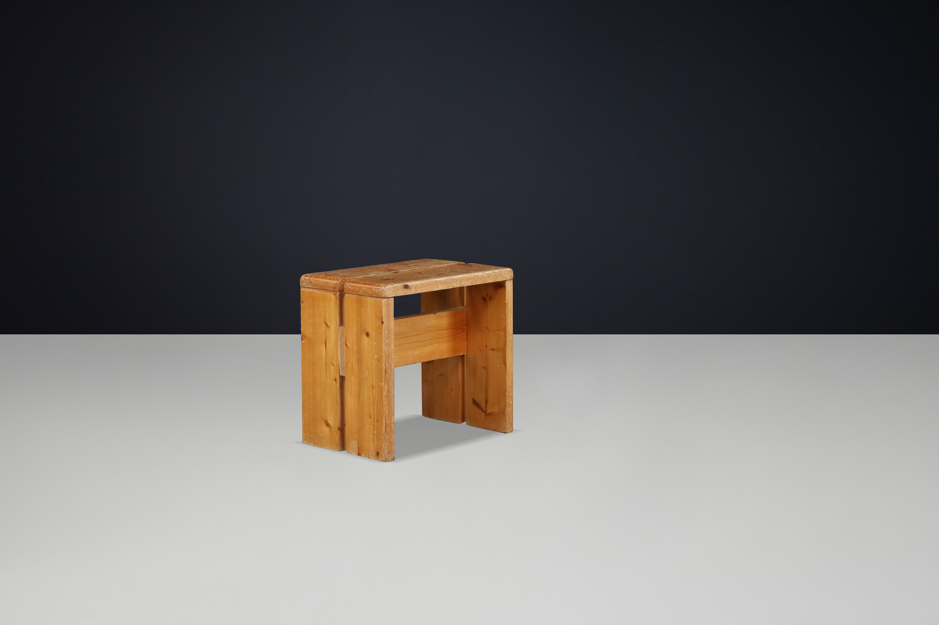 Mid century modern Charlotte Perriand Mid-Century Pine Stool, Les Arcs Ski Resort, 1960s Late-20th century
