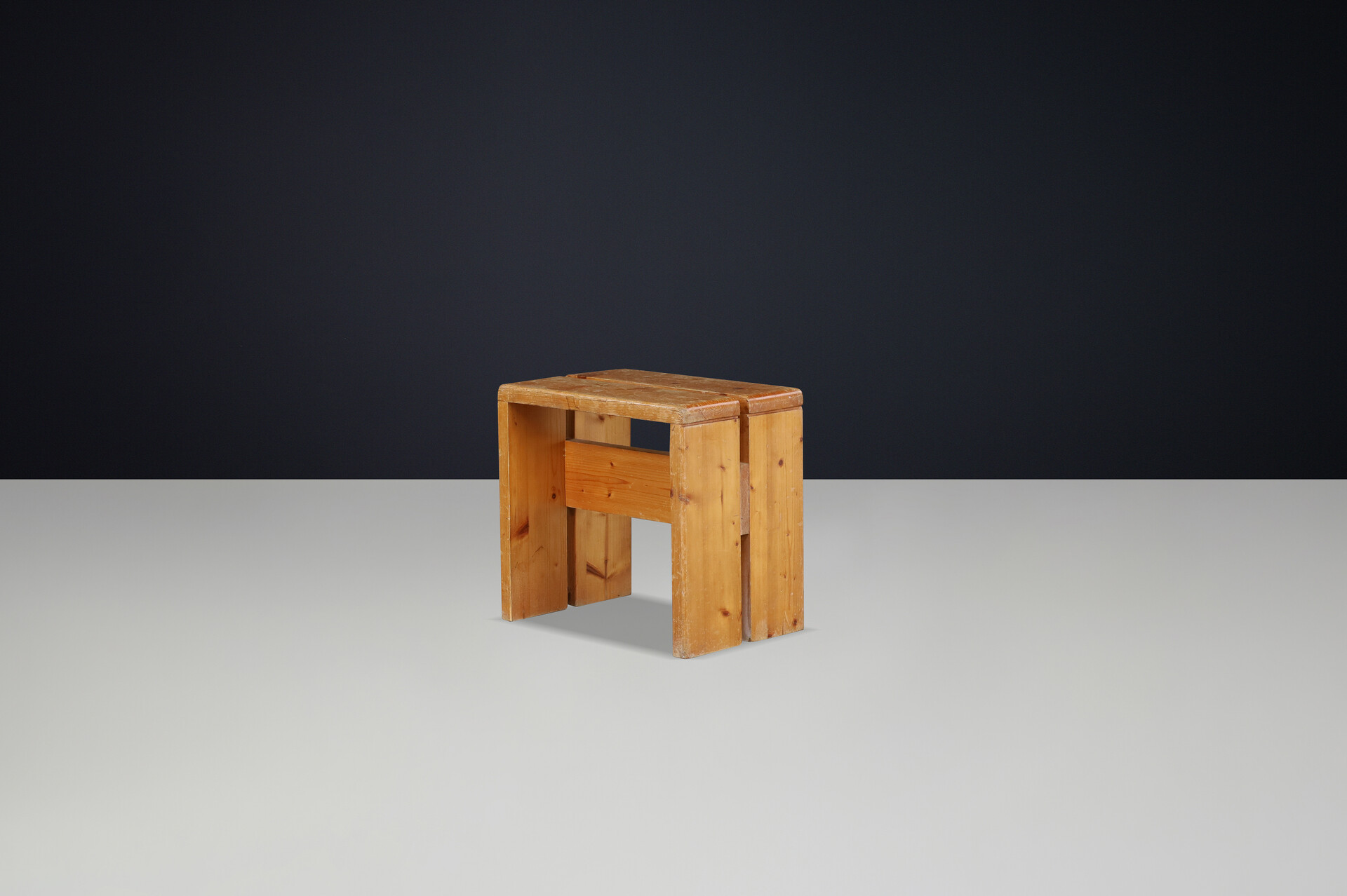 Mid century modern Charlotte Perriand Mid-Century Pine Stool, Les Arcs Ski Resort, 1960s Late-20th century