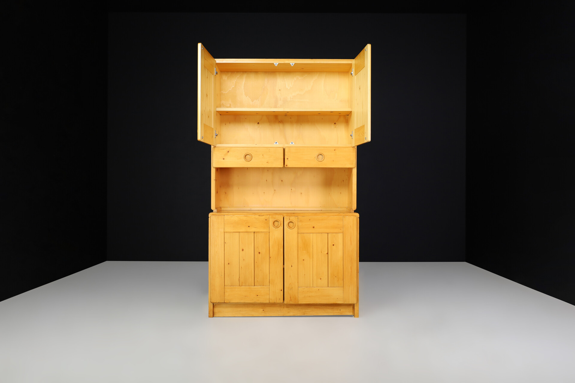Mid century modern Charlotte Perriand Pine cabinet for Les Arcs, France 1970s Mid-20th century
