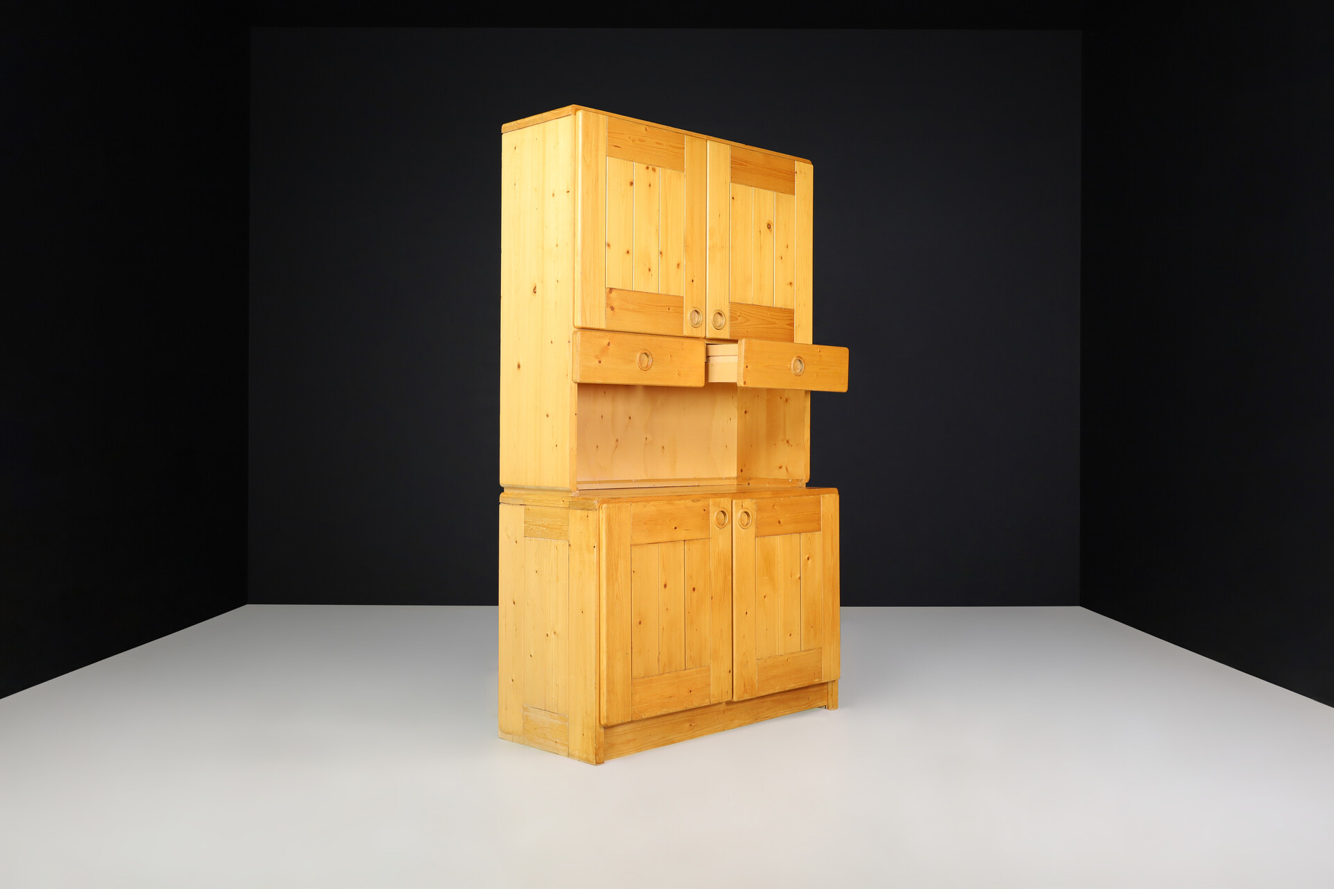 Mid century modern Charlotte Perriand Pine cabinet for Les Arcs, France 1970s Mid-20th century