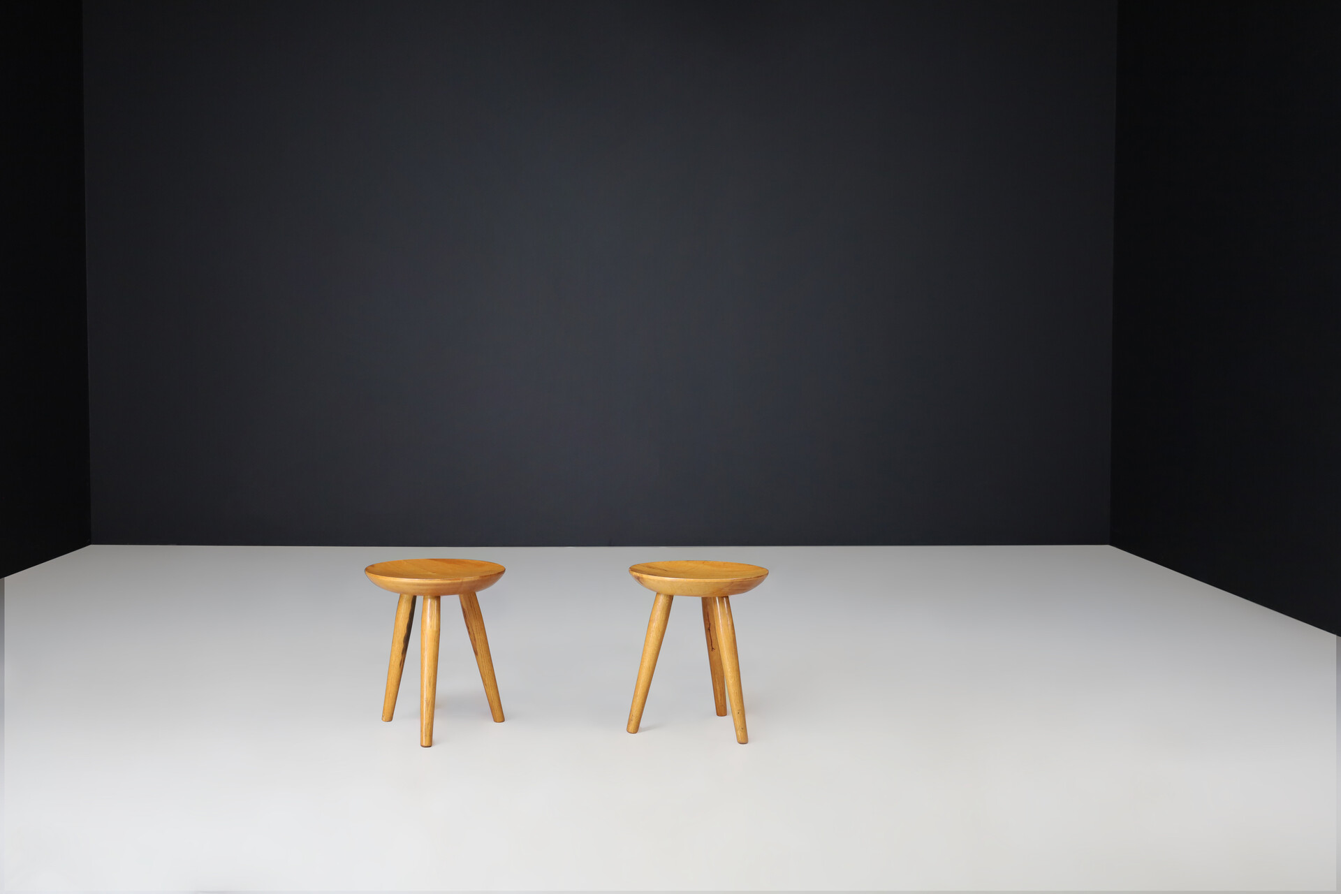 Mid century modern Charlotte Perriand style ash stools, France 1950s Mid-20th century