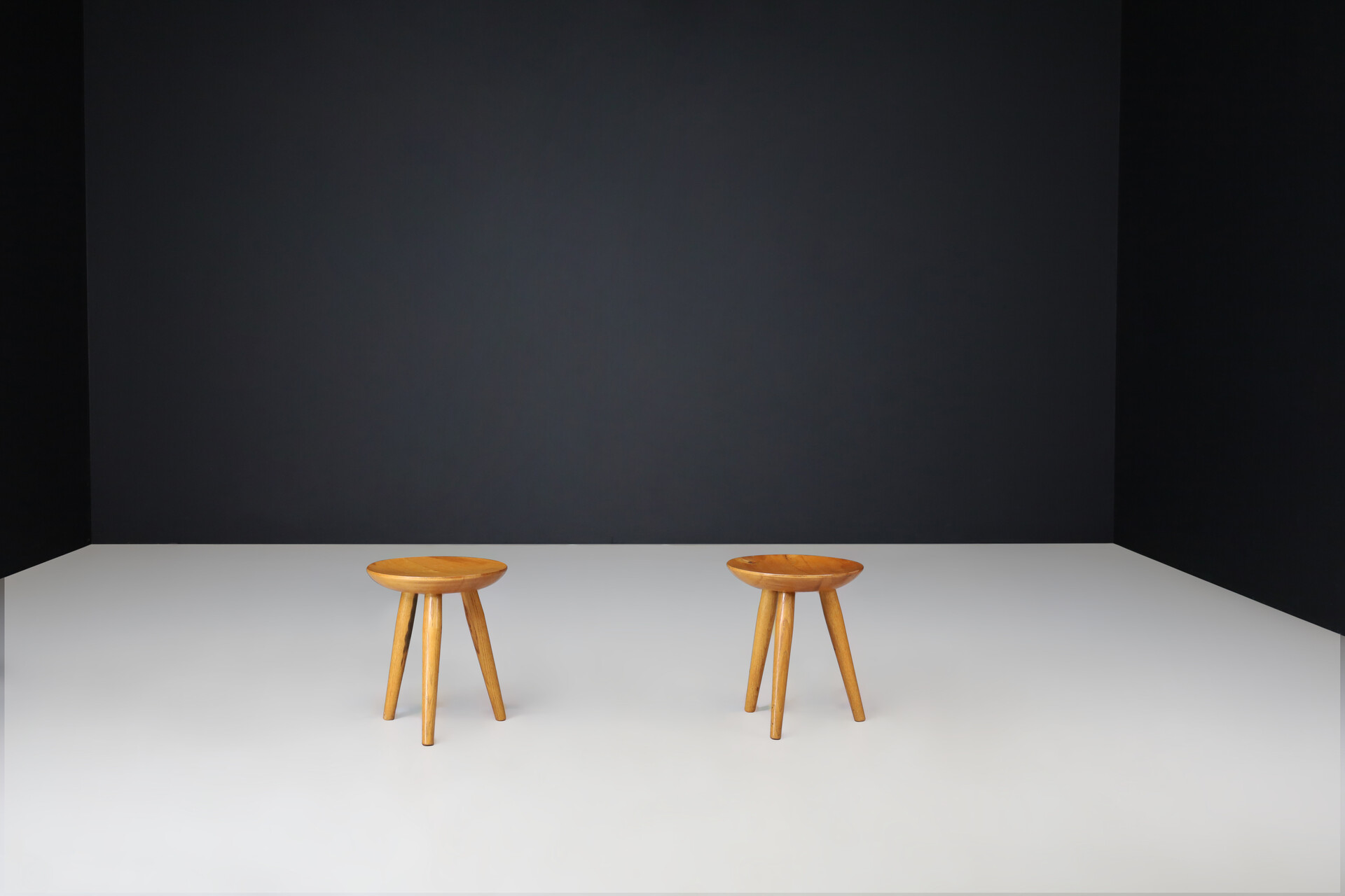 Mid century modern Charlotte Perriand style ash stools, France 1950s Mid-20th century