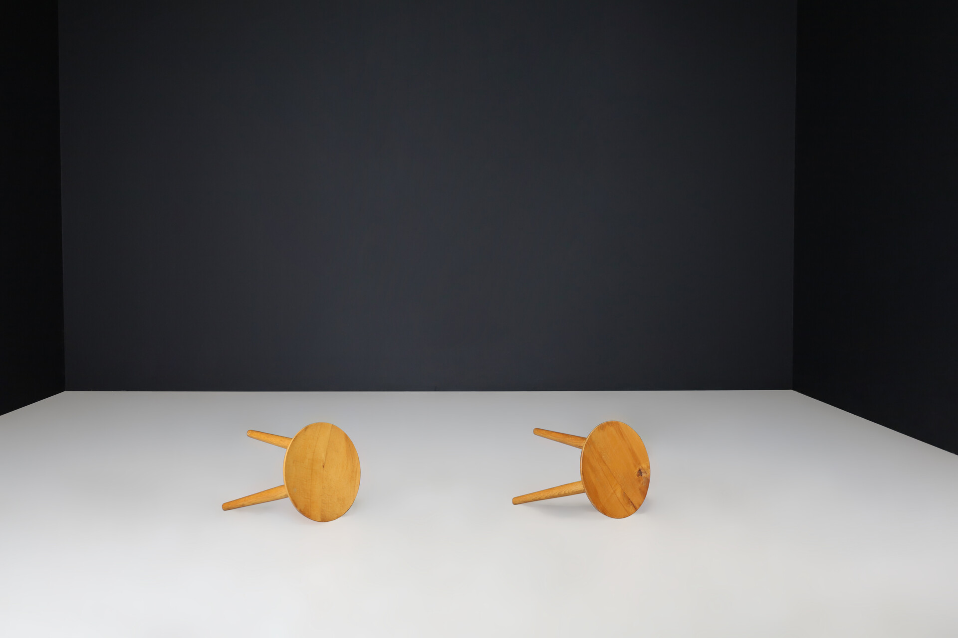 Mid century modern Charlotte Perriand style ash stools, France 1950s Mid-20th century