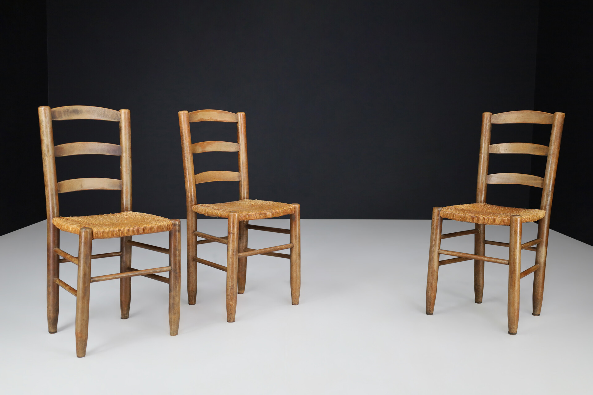 Mid century modern Charlotte Perriand Style Dining Chairs, France 1950s Mid-20th century
