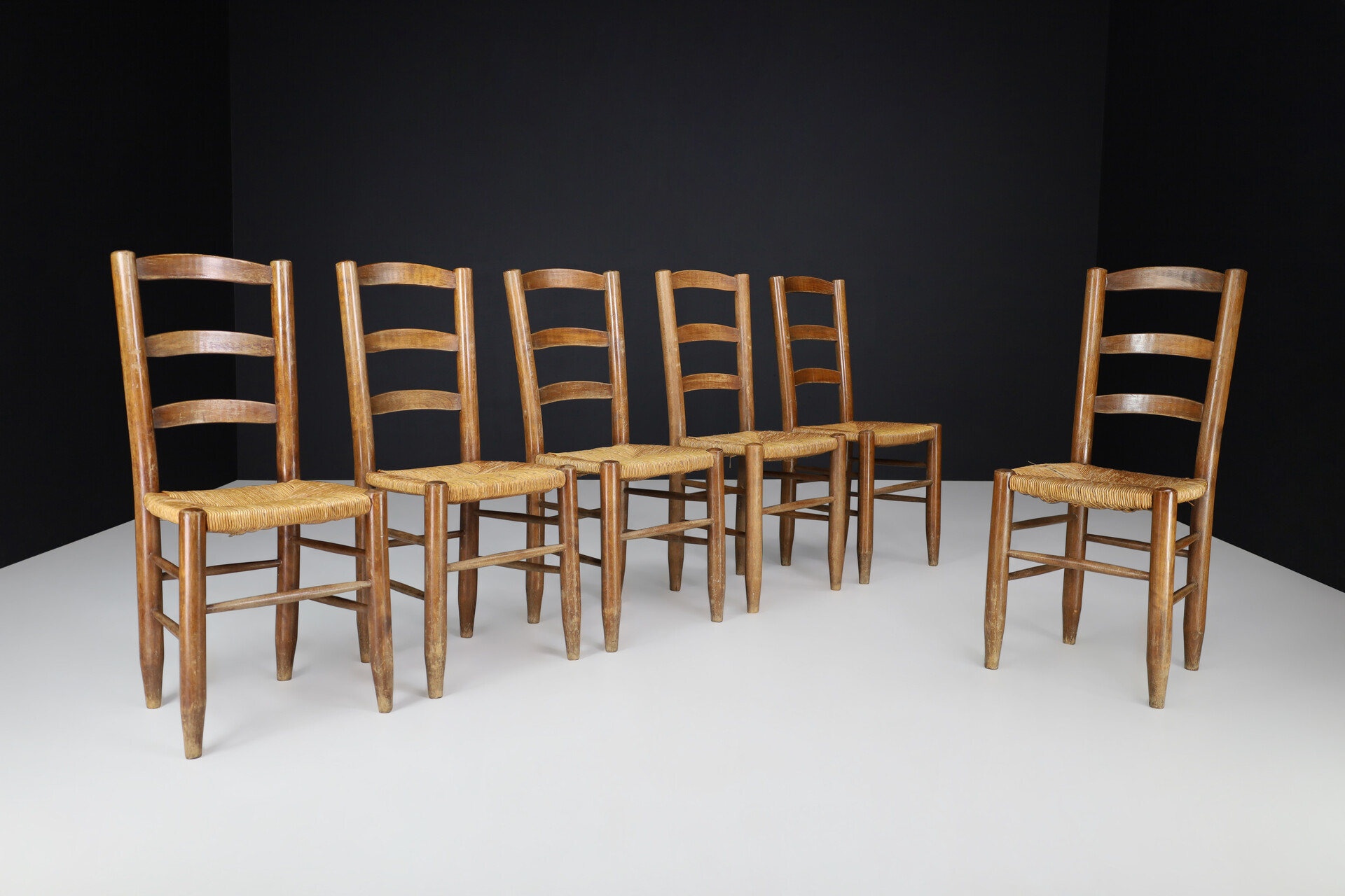 Mid century modern Charlotte Perriand Style Dining Chairs, France 1950s Mid-20th century